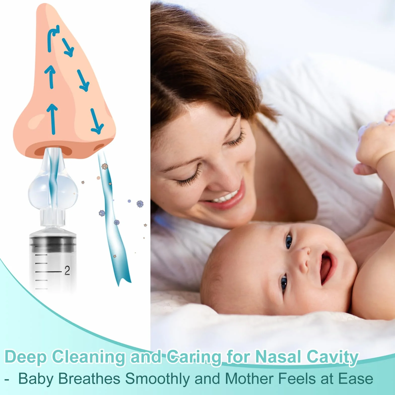 Blendura 4 PCS Siringa per Lavaggi Nasali Bambini 10 ml, Baby Doccia Nasale Sicuro e Confortevole, Irrigazione Nasale Riutilizzabile Portatile Aspiratore Nasale