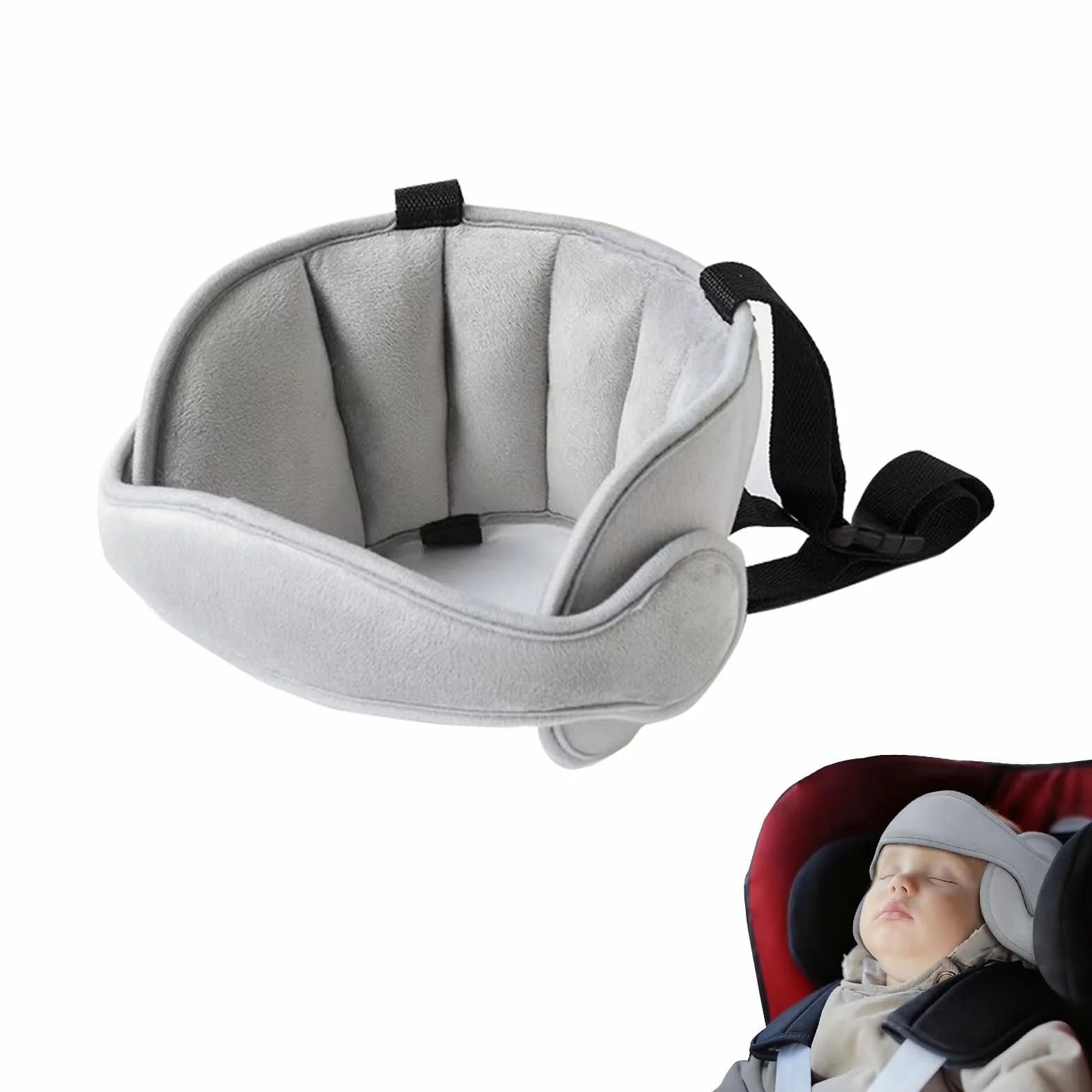 Poggiatesta per Bambino Auto Regolabile Universale, Fascia di Supporto per Dormire seggiolino Bambini, Grigio Traspirante 45x15cm per seggiolino Auto e Passeggino