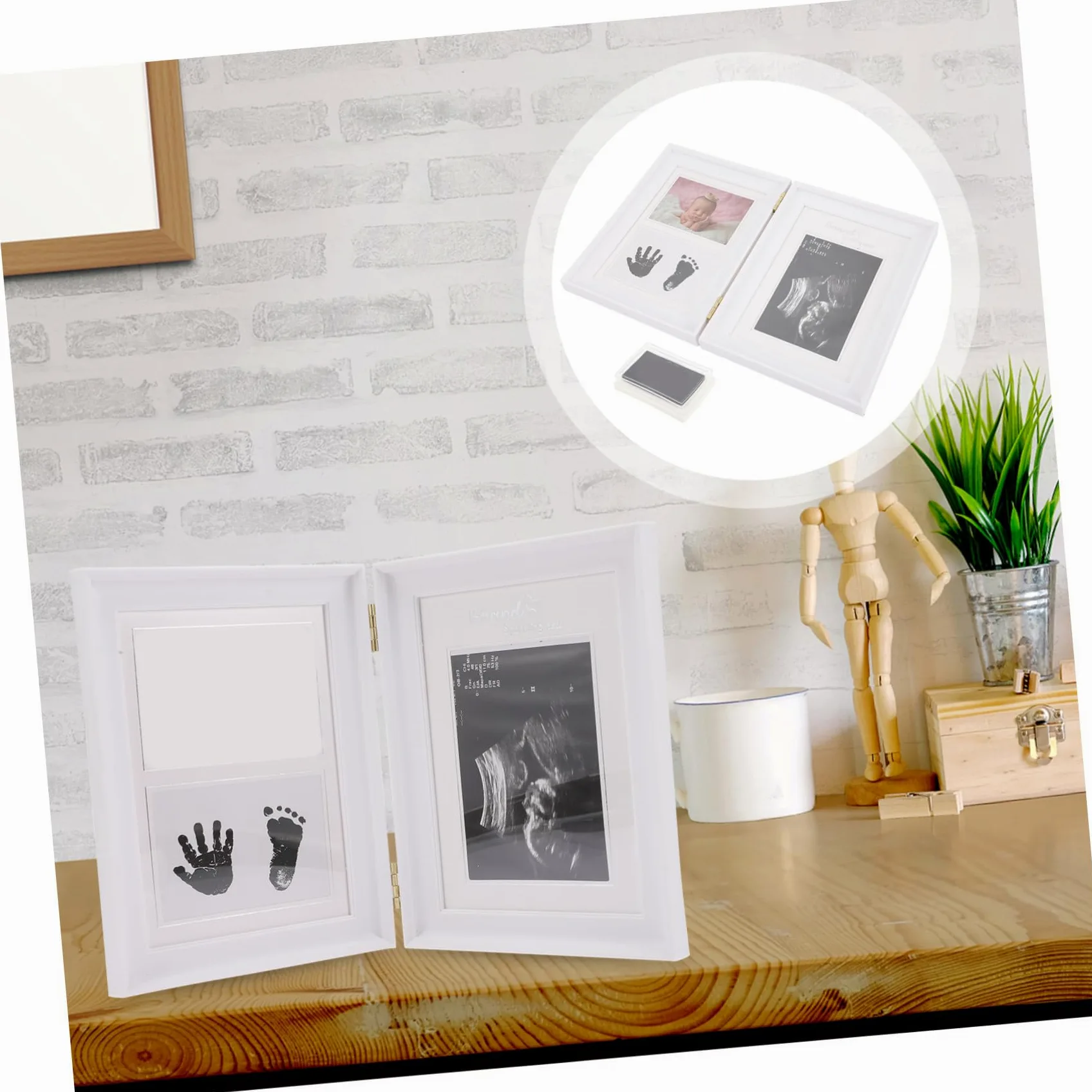 KOMBIUDA Cornice Portafoto Neonata in Pvc Rosa Impronta Mani e Piedi, Design Unico e Creativo, per Camera del Ragazzo Ragazza o Soggiorno, Idea Regalo Nascita Personalizzata