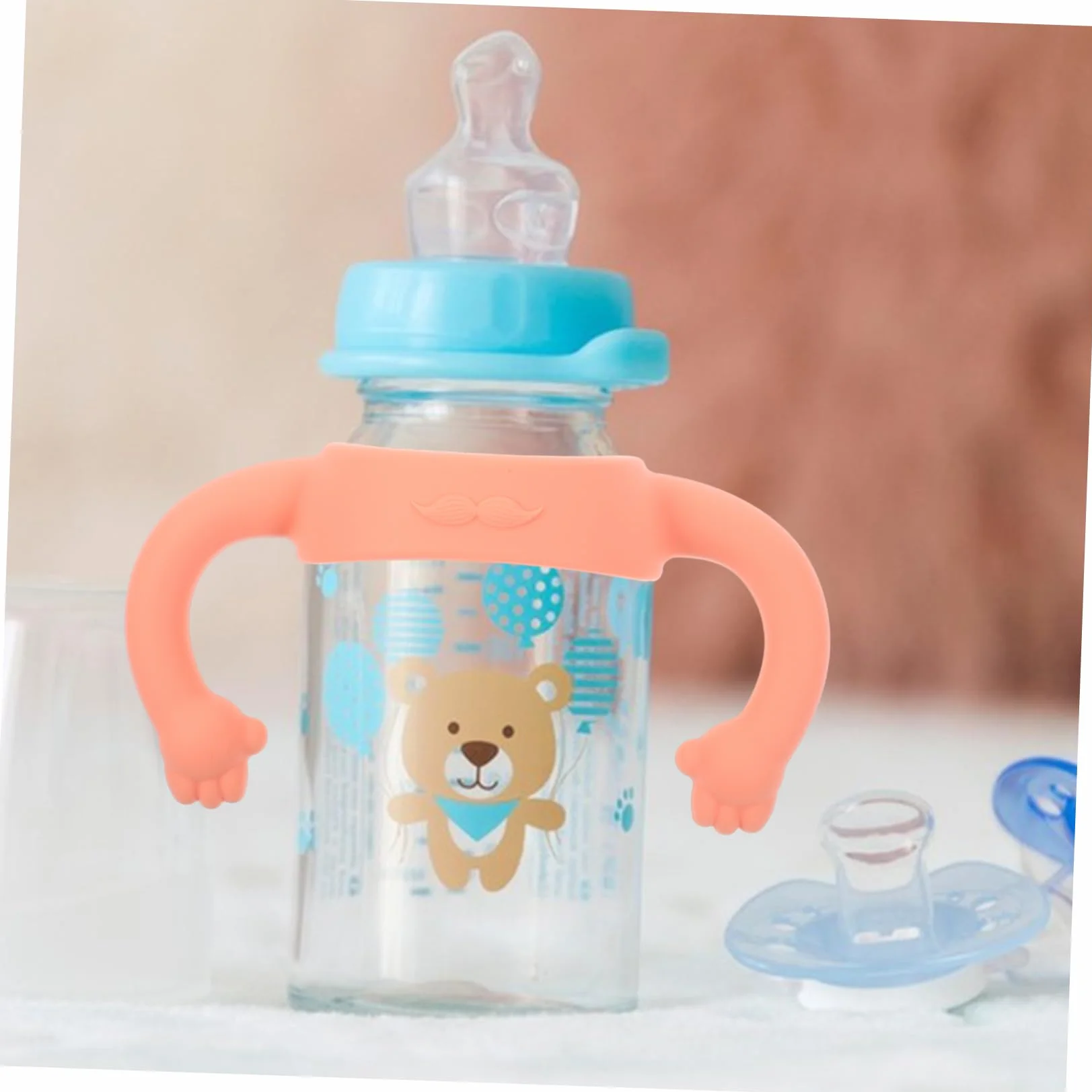 VICASKY Manici per Bottiglie in Silicone Rosa 2 Unitá Impugnatura Morbida e Confortevole per Bambino Bambina Facilmente Installabili