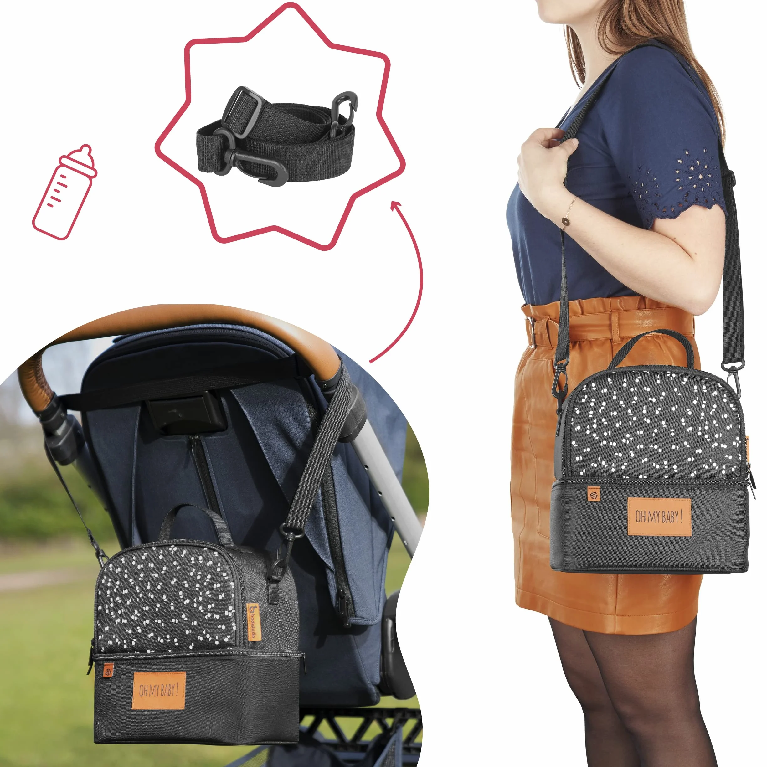 Badabulle B043304 Borsa Porta Pappa Termica Multitasche Pick e Go, Alluminio