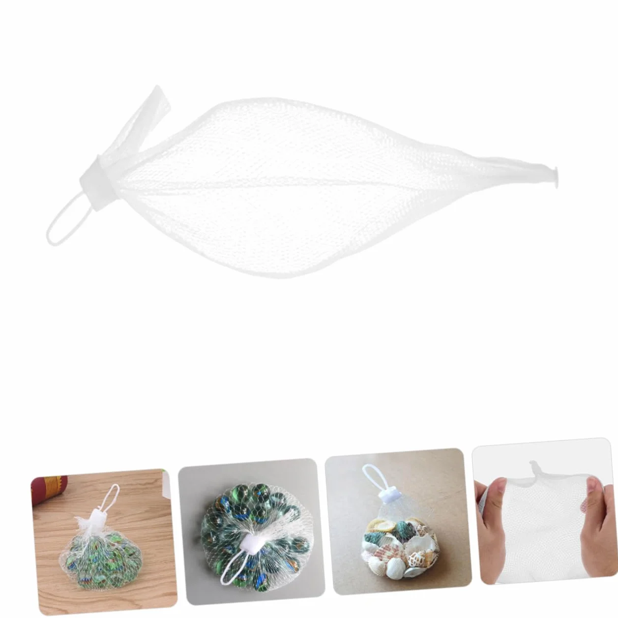 Abaodam Sacchetti in Rete per Biglie e Giocattoli, Borsa a Rete con Coulisse in Fibra di Vetro, Portatile con Maniglia, Accessorio per Organizzazione Cucina e Viaggio, Confezione da 100