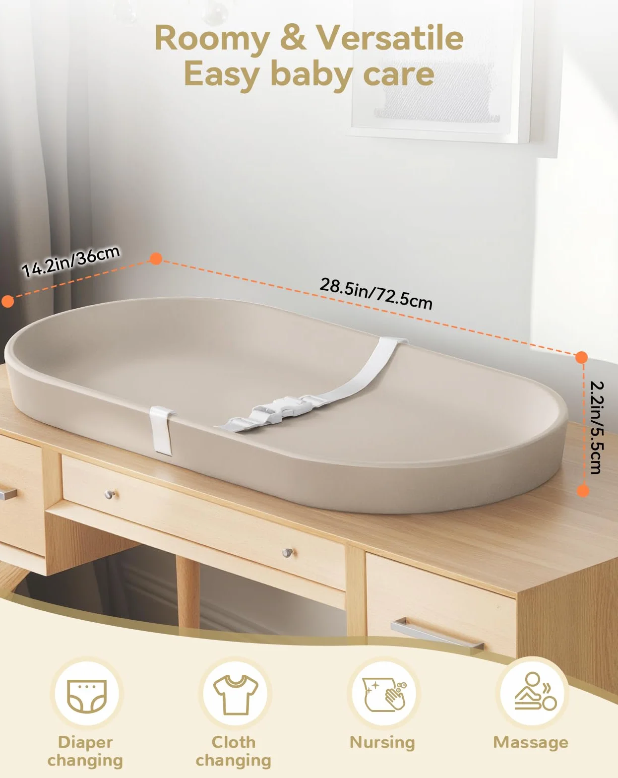 COMOMY - Fasciatoio per Bambini per Comò - Fasciatoio Cancellabile con Cintura di Sicurezza, Impermeabile, Morbido, Leggero e Portatile, Facile da Pulire per il Cambio dei Pannolini in Viaggio