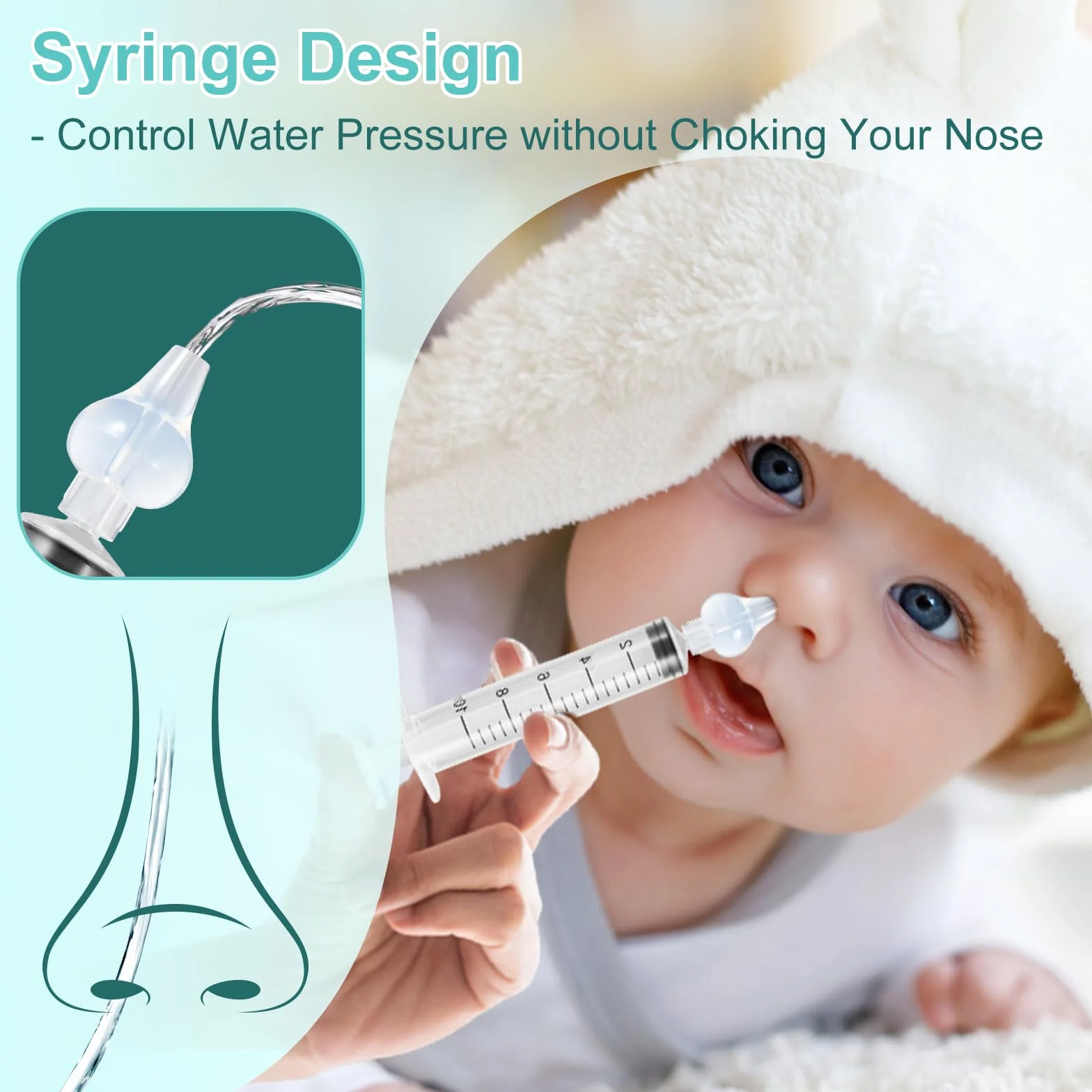 Blendura 4 PCS Siringa per Lavaggi Nasali Bambini 10 ml, Baby Doccia Nasale Sicuro e Confortevole, Irrigazione Nasale Riutilizzabile Portatile Aspiratore Nasale