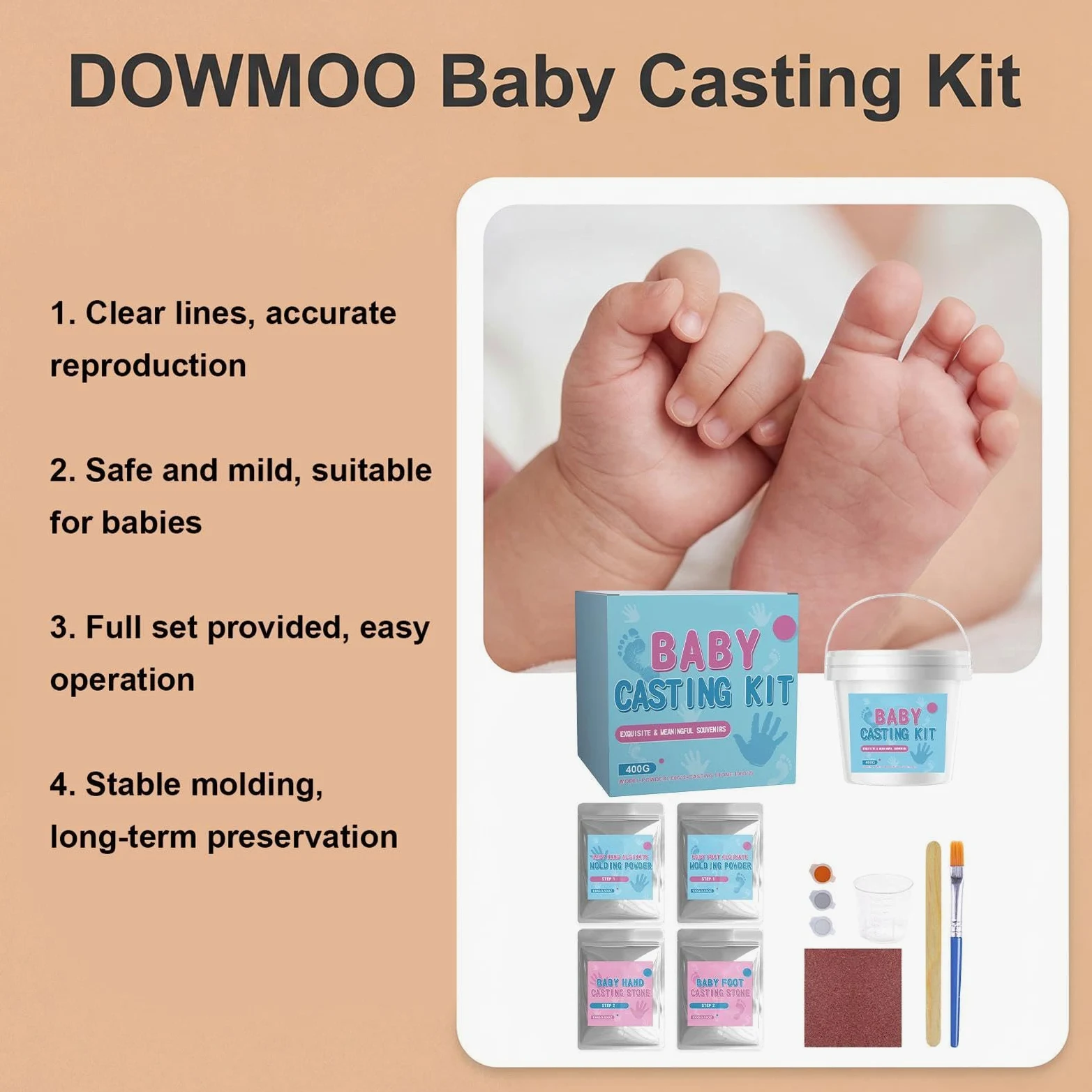 Kit per Impronte di Piedi Fai da te per Mani e Piedi con Stampo 3D | Regalo Creativo per Famiglia Per Adulti, Coppie, Famiglie, Bimbi in Età Prescolare