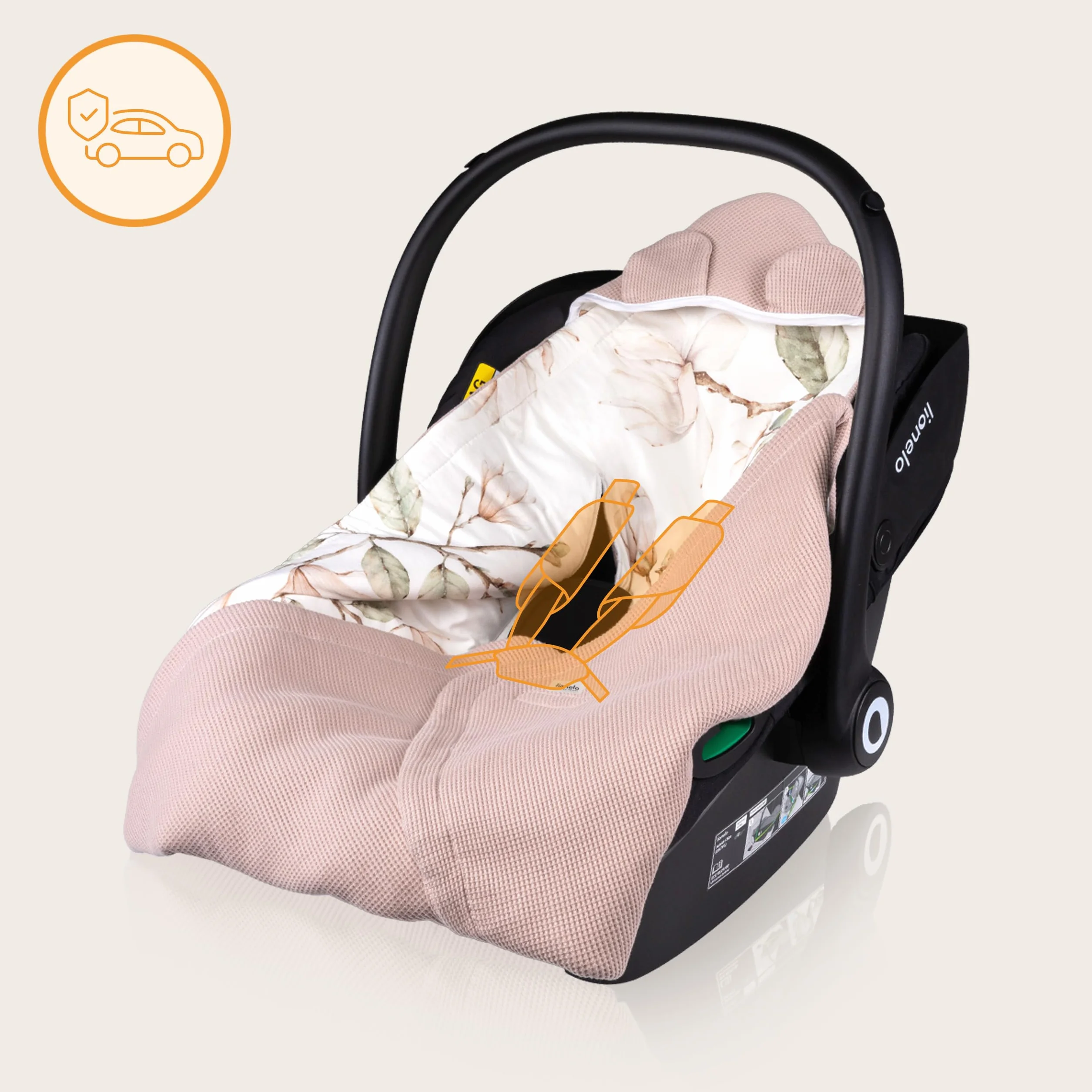 lionelo TRAVEL SWADDLE BLANKET Coperta Pesante per Bebé 90x90 cm 100% Cotone Compatibile con Seggiolino Auto, Ovetto e Passeggino, Copertina Morbida per Tutto l’Anno, Chiusura