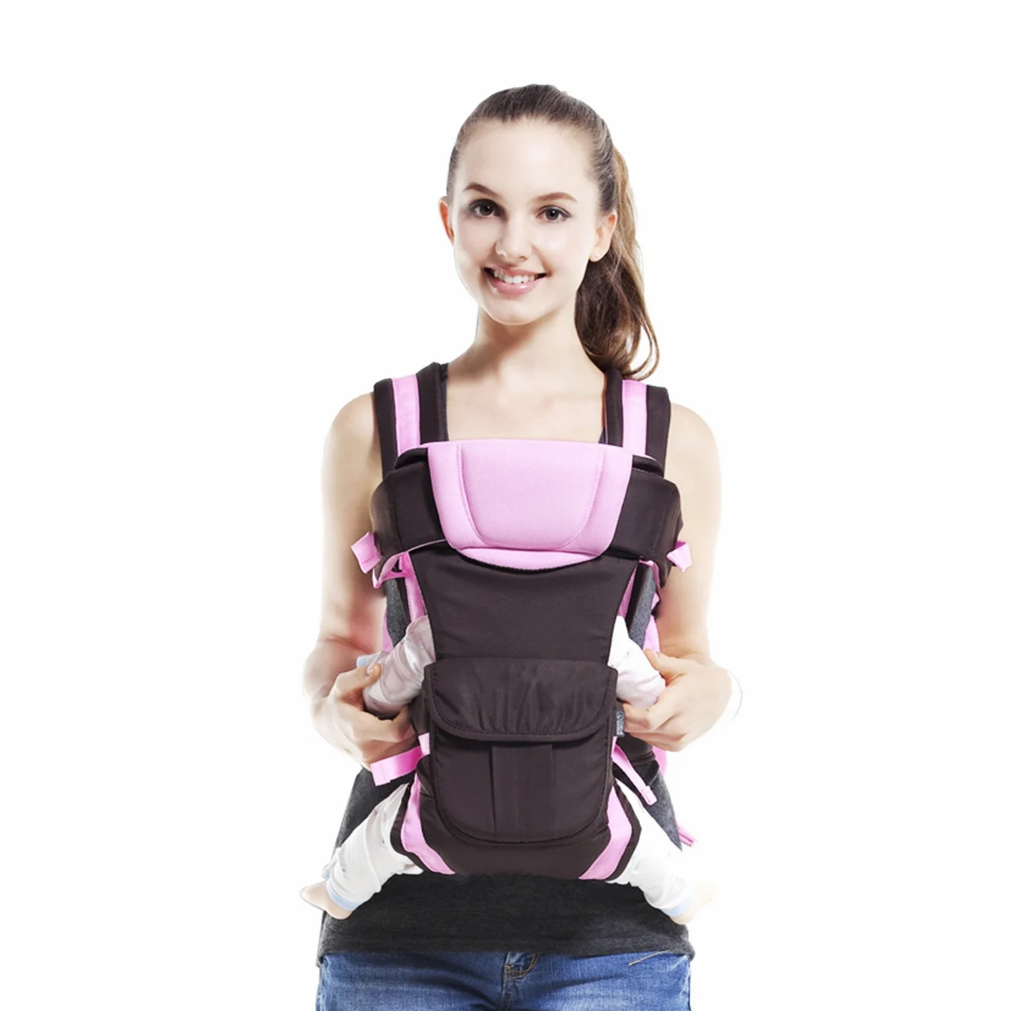 SONARIN All Season Marsupio Neonati con portabiti con cinghia variabile e schienale rimovibile,Ergonomico,Sicuro, Confortevole, adattato al crescente sviluppo del tuo bambino(Rosa)