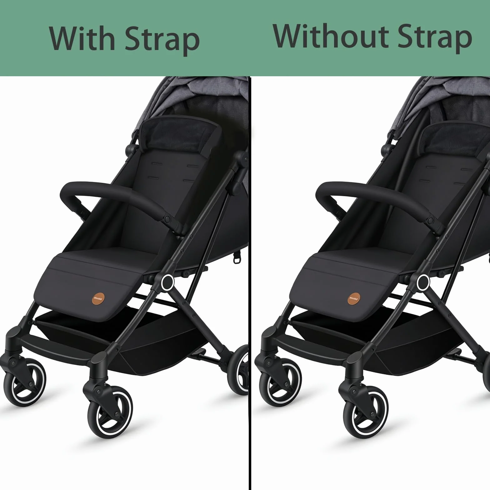 2 cinghie per passeggino da erigere (nero), universali, Sit Me Up, rimorchio per bicicletta per bambini, cintura per seggiolino per bambole, compatibile con passeggini Yoyo ecc