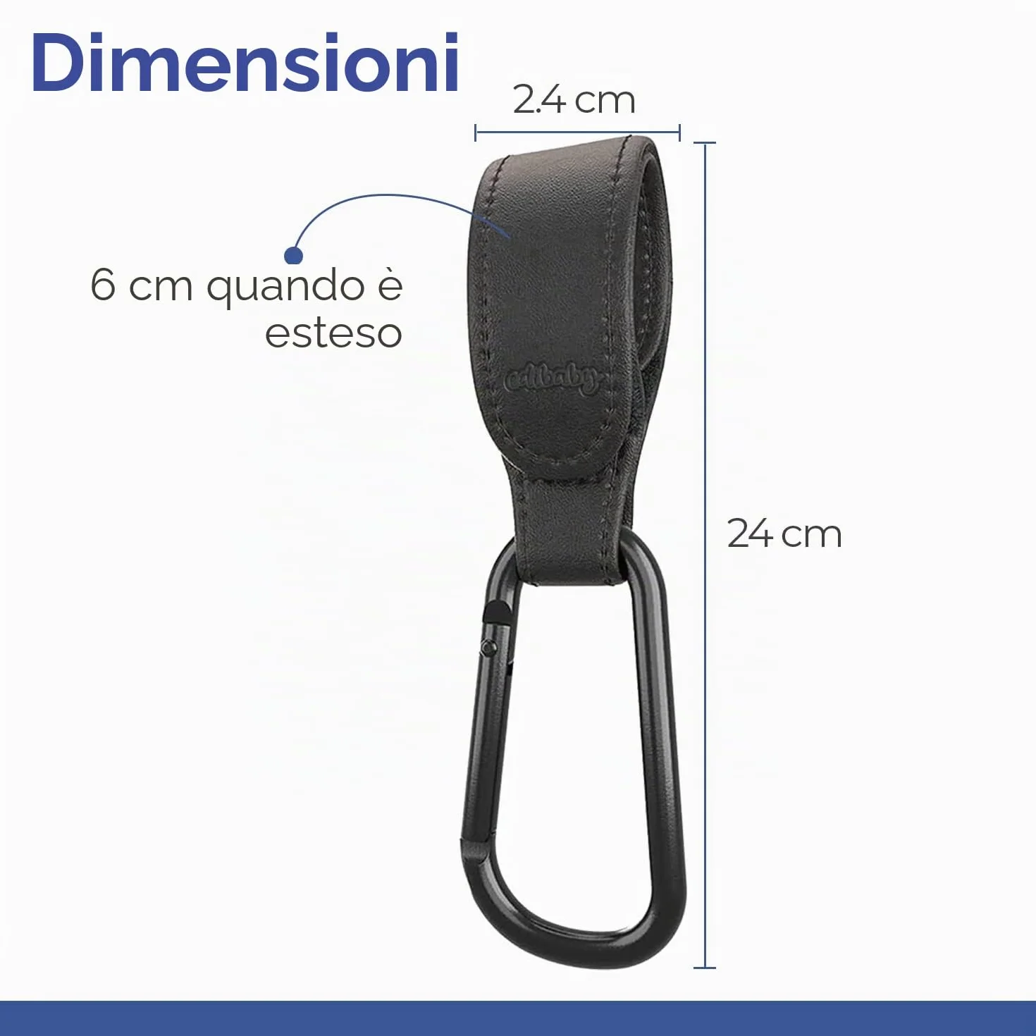 Edibaby, Ganci Passeggino, in Pelle, 2 Unità, Universale, Moschettoni per Carrozzina, per Borsa Passeggino, Zaini, etc (Nero)