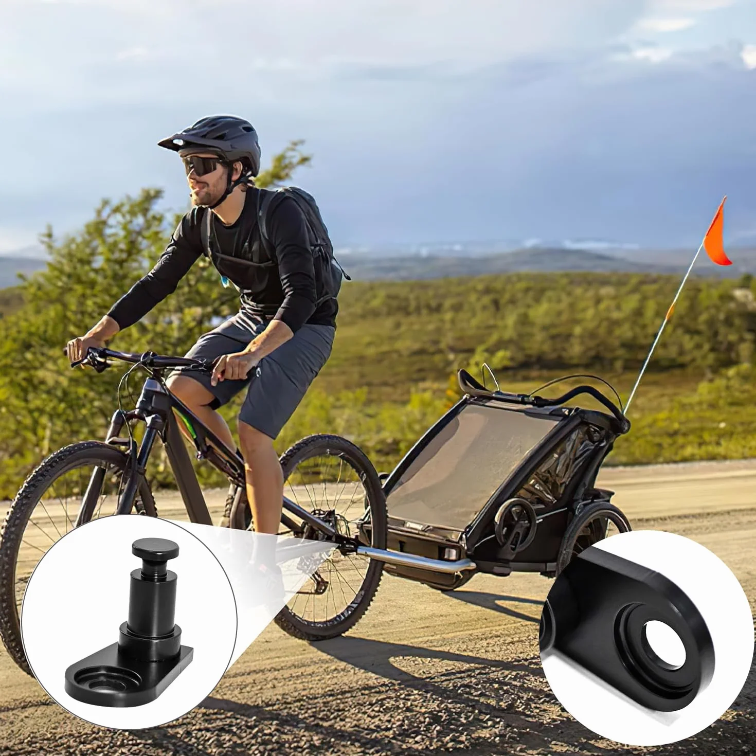 2 pezzi rimorchio bicicletta frizione universale per Kid/Kid Plus dal 2016, compatibile con Vaya 1 & Keeke 2, adattatore rimorchio bicicletta, nero