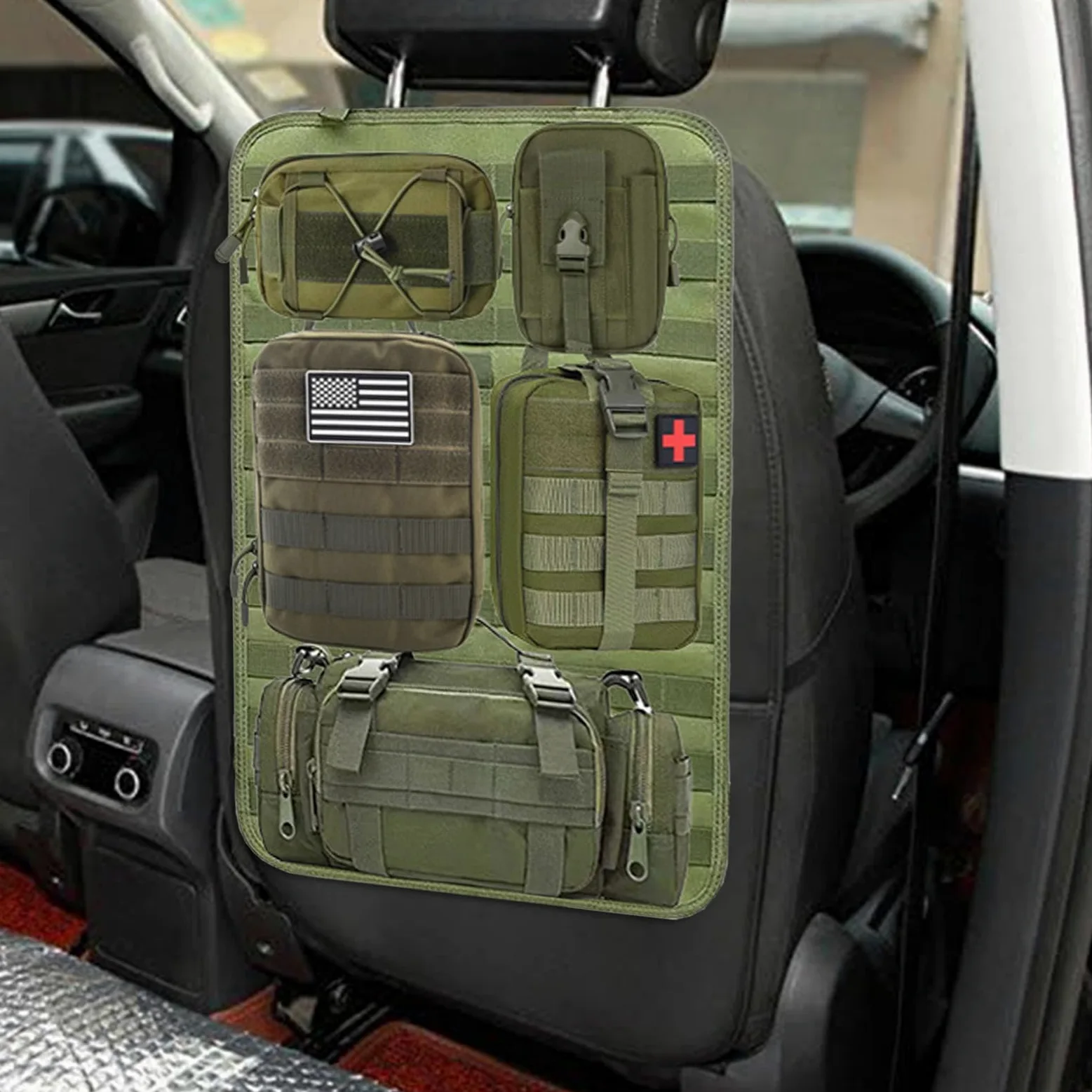 Organizzatore di auto sul sedile, organizzatore del sedile posteriore per | di fibbia regolabile in nylon 600D, da viaggio multifunzionale per SUV per auto, cami