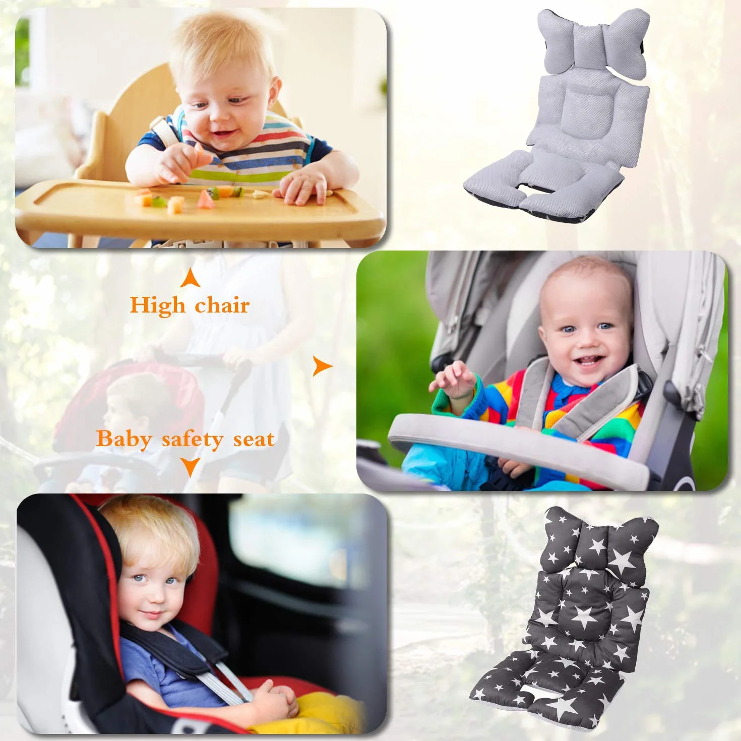 Cuscino Passeggino Universale,Cuscino Riduttore Passeggino,Cuscino Riduttore per Ovetto,Copriseduta per Passeggino Cotone,Materassino Passeggino,Traspirante per Passeggino Universale