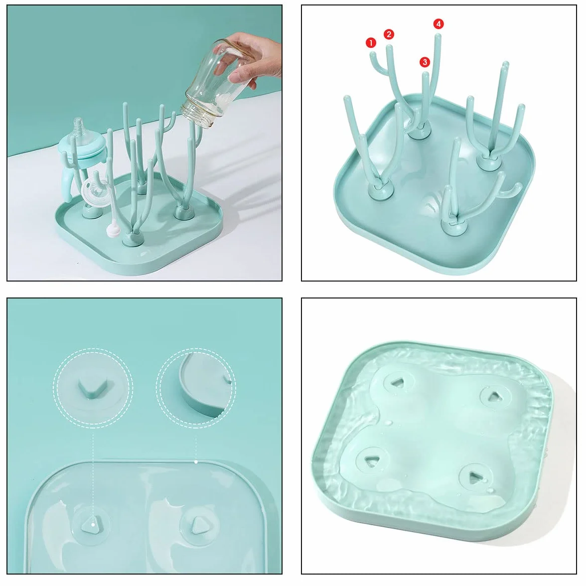 Scolapiatti Per Biberon Bottiglia,Stendino Biberon Rastrelliere,Spazzola Per Biberon,Bottiglia Stendino Scolabiberon,Silicone Pulizia Biberons,Spazzole Per Bottiglie,Asciuga Biberon,Kiuiom