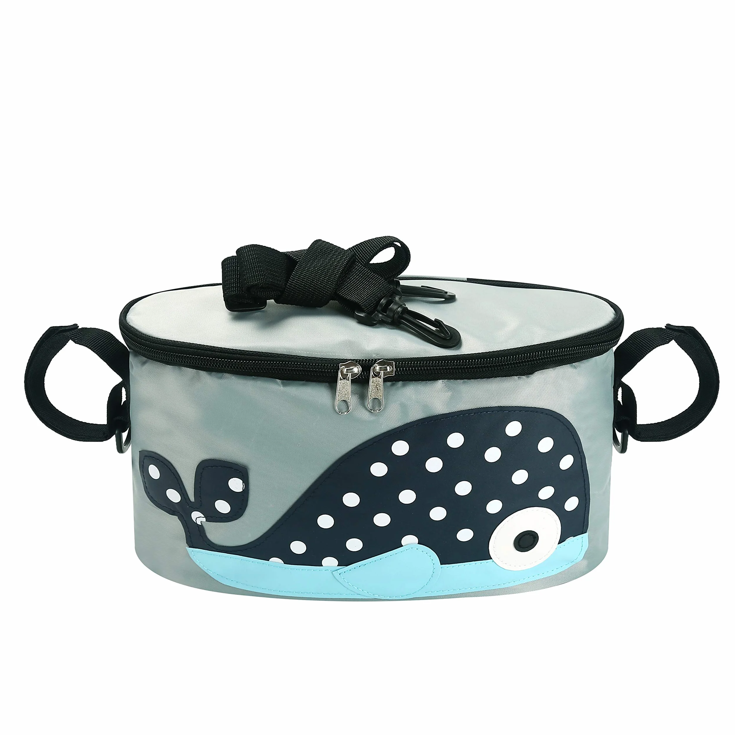 Borsa Portaoggetti Passeggino Universale,Organizzatore Passeggino Valco Con Porta Biberon Portabicchieri per Carrozzina, Resistente all' acqua（Whale con copertura)