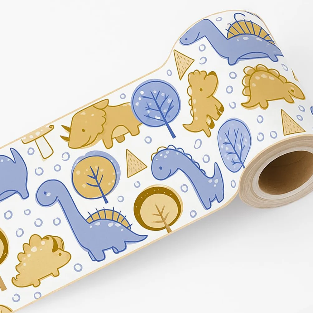 Bordo murale "Dinosauri" Greca decorativa per pareti cameretta bambini, adesivo riposizionabile e lavabile, facile applicazione e rimozione. Scopri la collezione