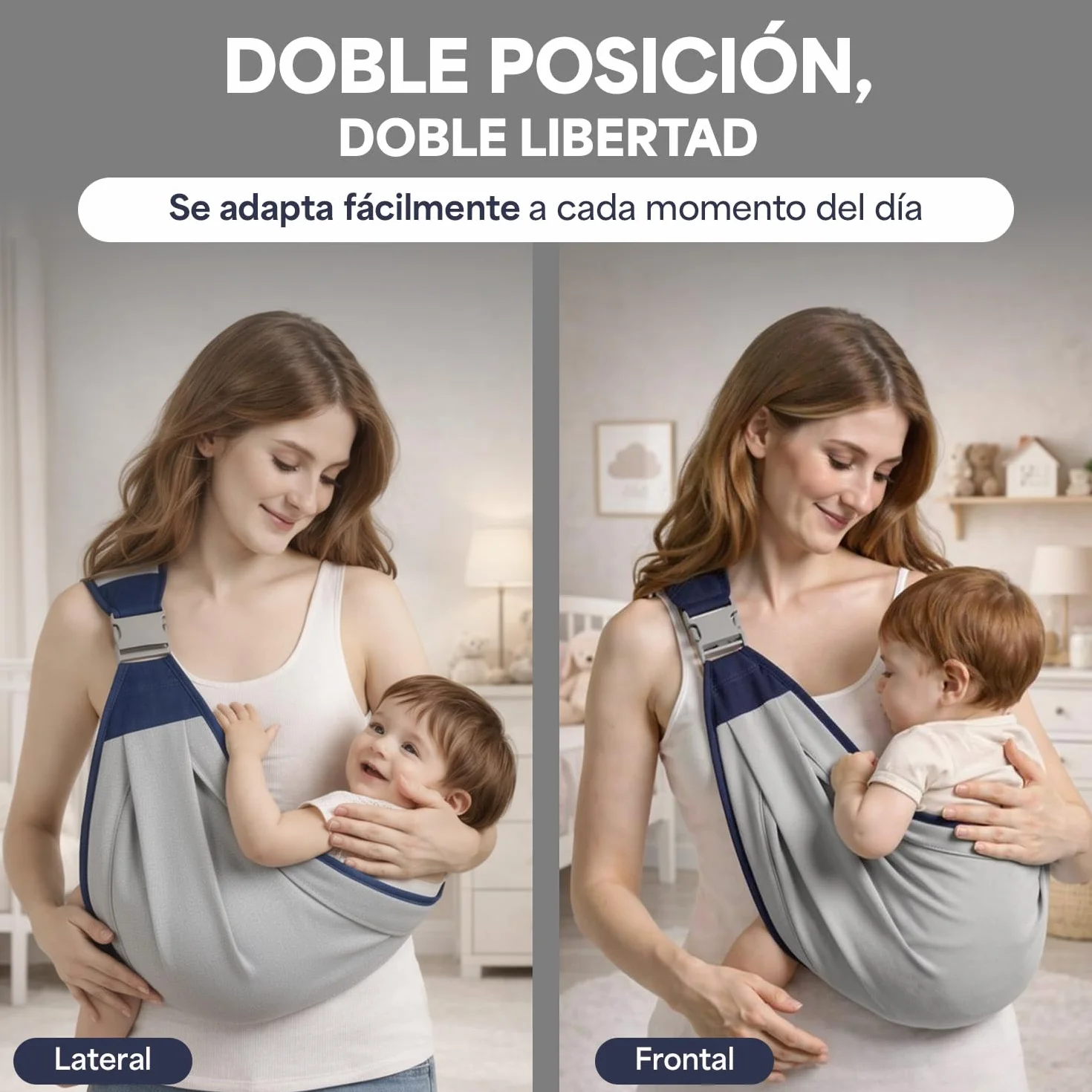 Fulle - Portabebe con chiusura rinforzata di sicurezza e design ergonomico, comfort totale in frontale e laterale per porta bebè da 0 a 36 mesi, ideale per porteo bebè