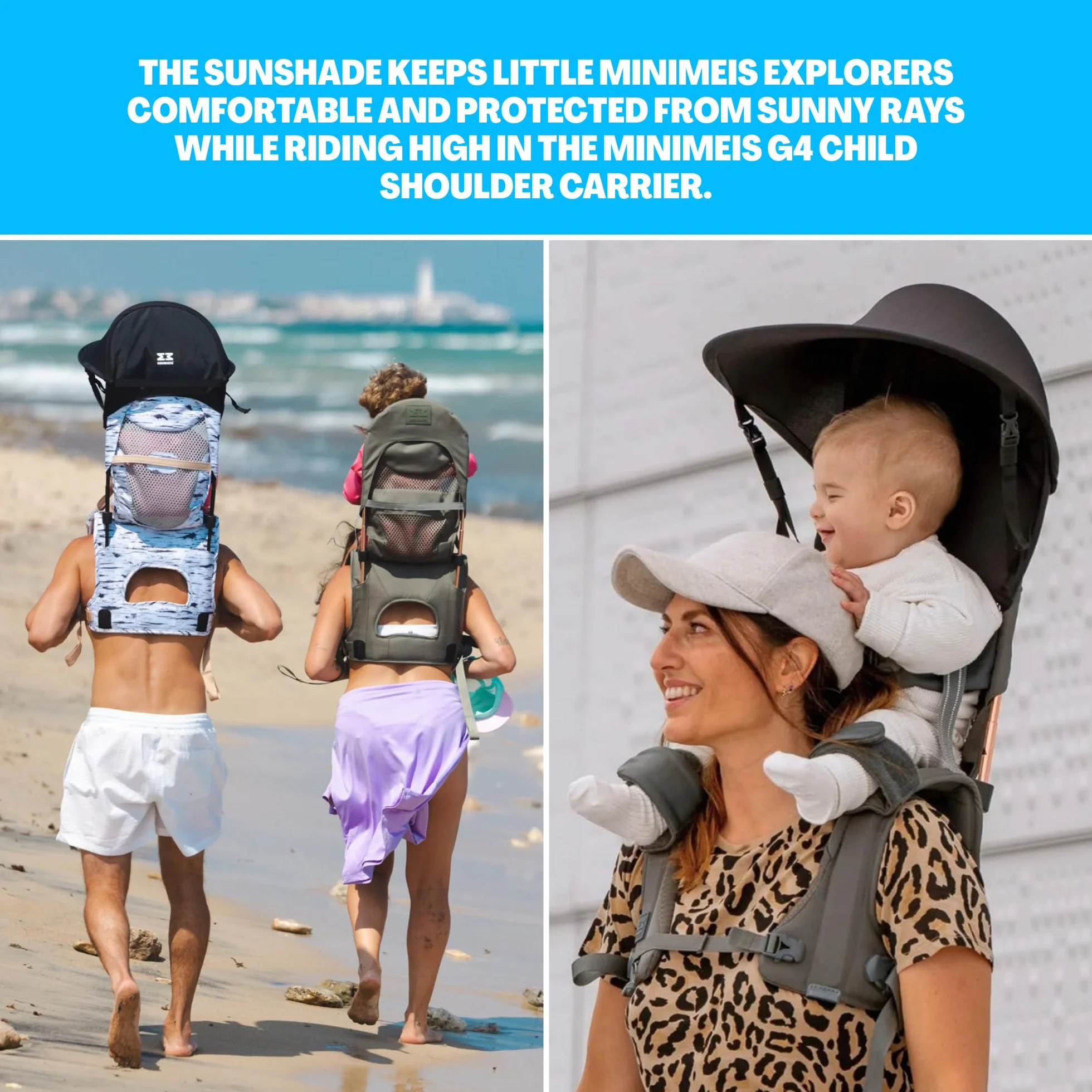 MiniMeis Nero Ombrellino, Resistente all'Acqua - Compatibile con MiniMeis G4 Child Shoulder Carrier
