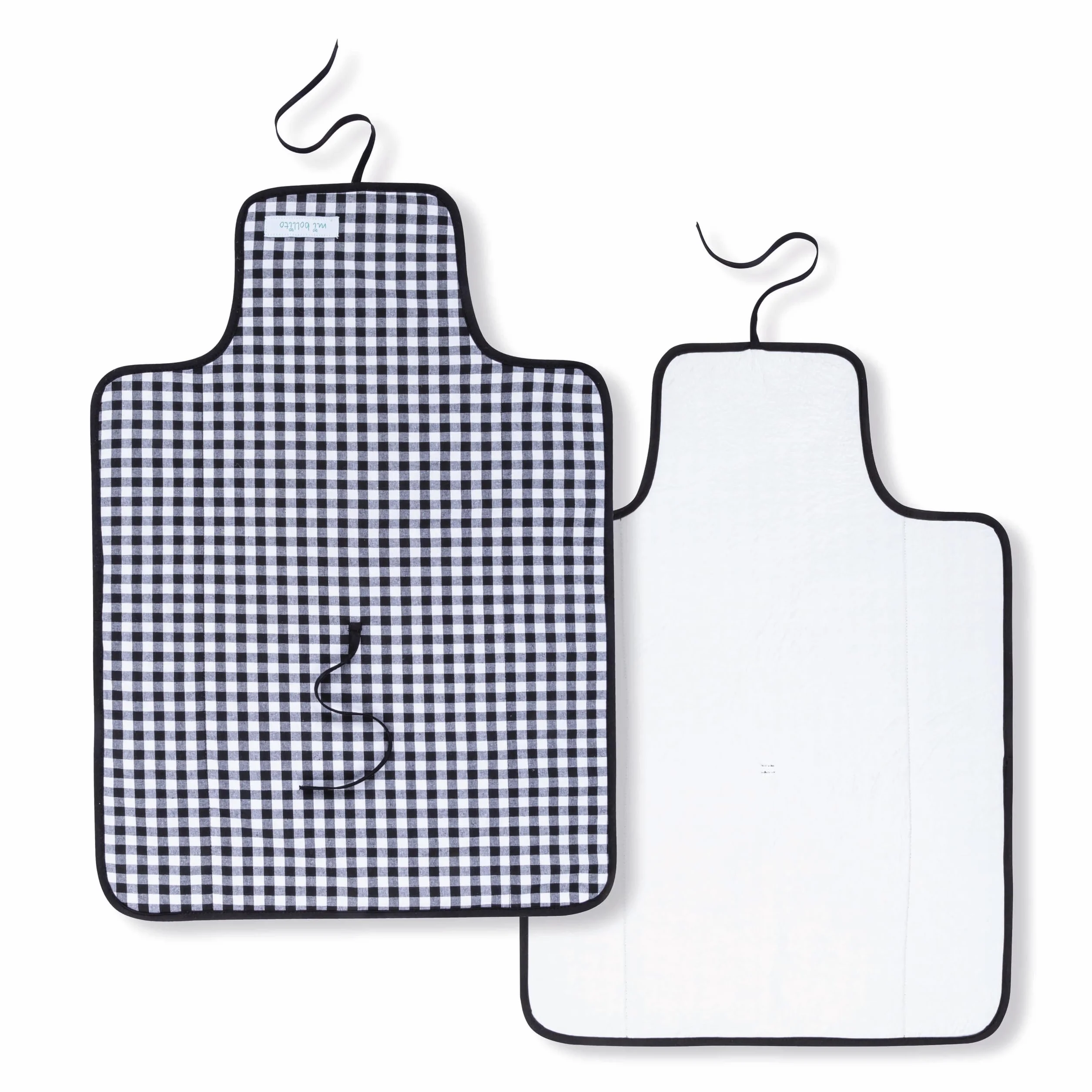 Fasciatoio portatile pieghevole e impermeabile. Tessuto Vichy. Facile da riporre nella borsa materna. Ideale come regalo per neonati. (Nero)