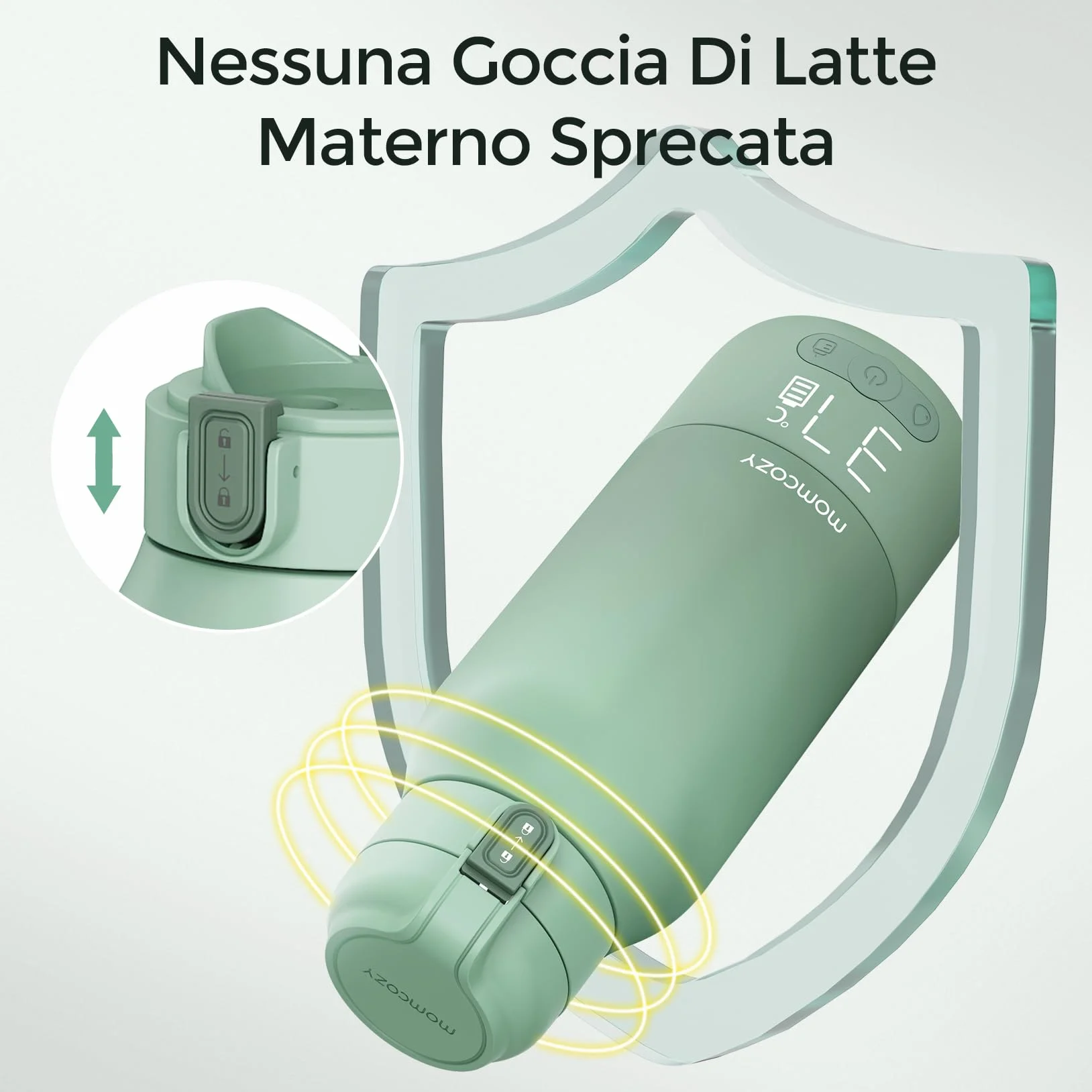 Momcozy Scaldabiberon Portatile, Riscaldamento Rapido e Lunga Durata della Batteria, 2 Modalità per Latte Materno e Acqua, Grande Capacità di 500ml per Tutto il Giorno