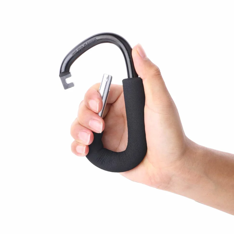 GTIWUNG 2 Pezzi Gancio Universale Passeggino, Moschettone a Gancio Multiuso, Aggancio per Borse con Imbottitura di Protezione, Gancio per Passeggino, Clip Hook Stroller Organizer, Nero