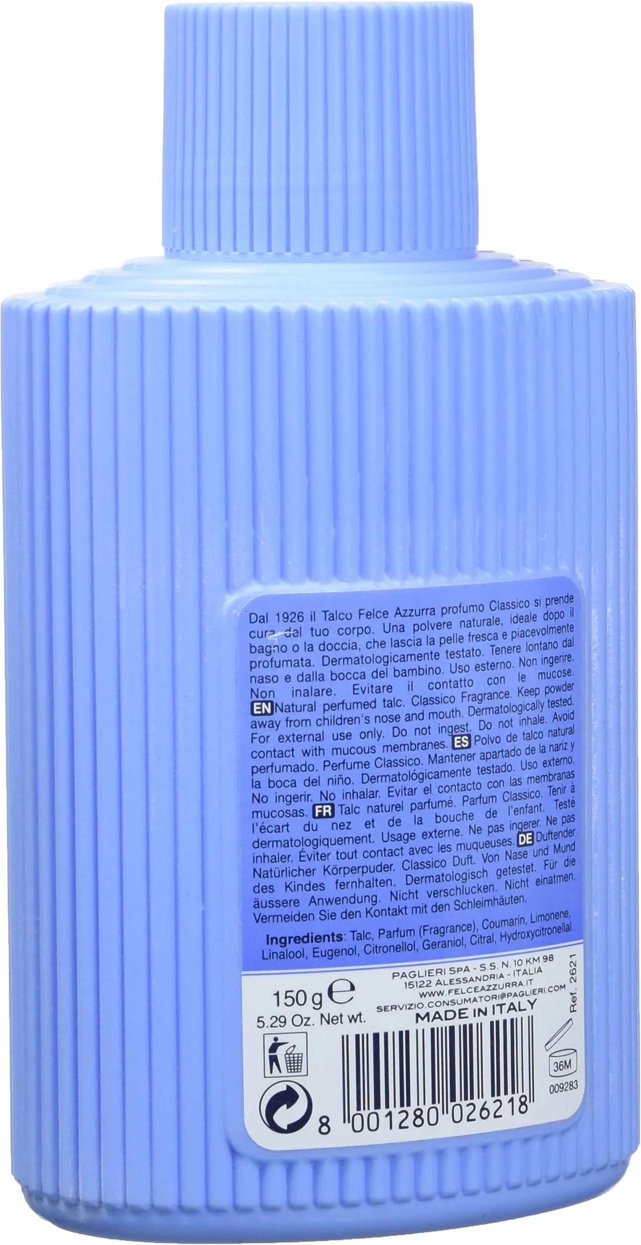 Felce Azzurra - Talco, Polvere Delicata Completamente Naturale, Profumo Classico - Barattolo, 150 gr