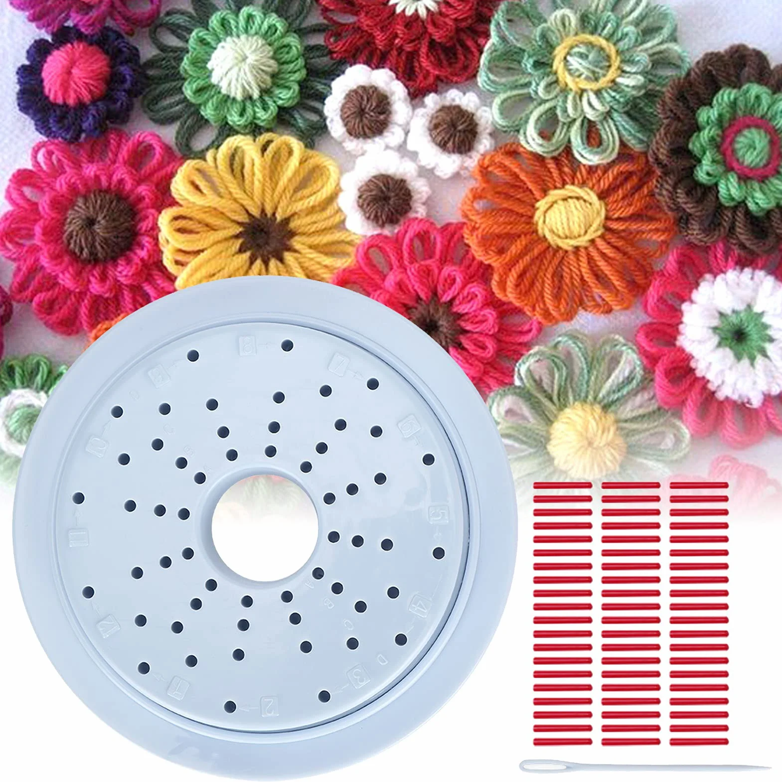 Telaio per Maglieria Rotondo, Kit Fai-da-te per Tessitura, Strumento per Creazione di Fiori in Lana