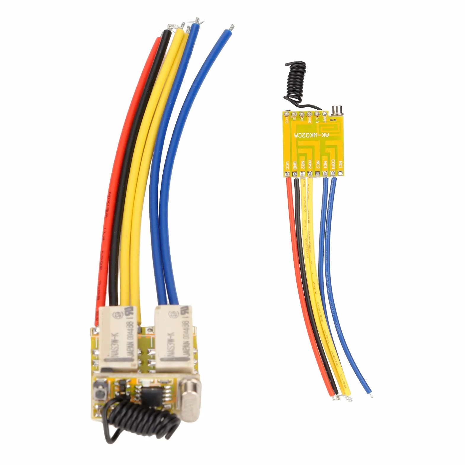 Interruttore Telecomando a Relè DC3.7-2V, Interruttore Wireless Universale a 433Mhz a 2CH, con Pulsante di Apprendimento per Il Sistema di Moduli a Scatto
