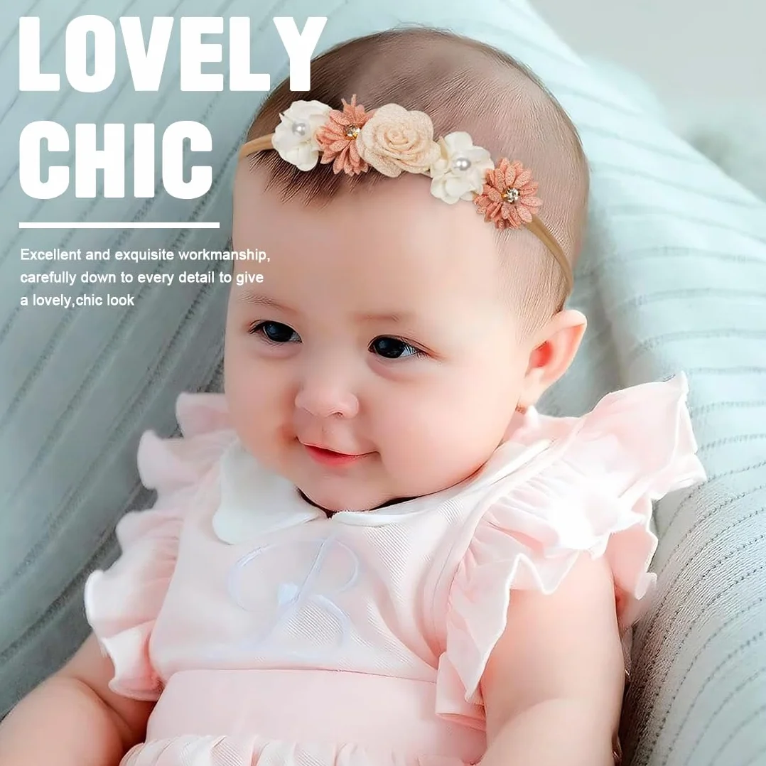 3 Pezzi Fasce Per Capelli Per Bambina,Fasce in Grosgrain per Bambine Floreale Copricapo Elastici Fascette Neonata Nastri Capelli per Neonati,Ragazze,Bambini Piccoli,Accessori per la Fotografia