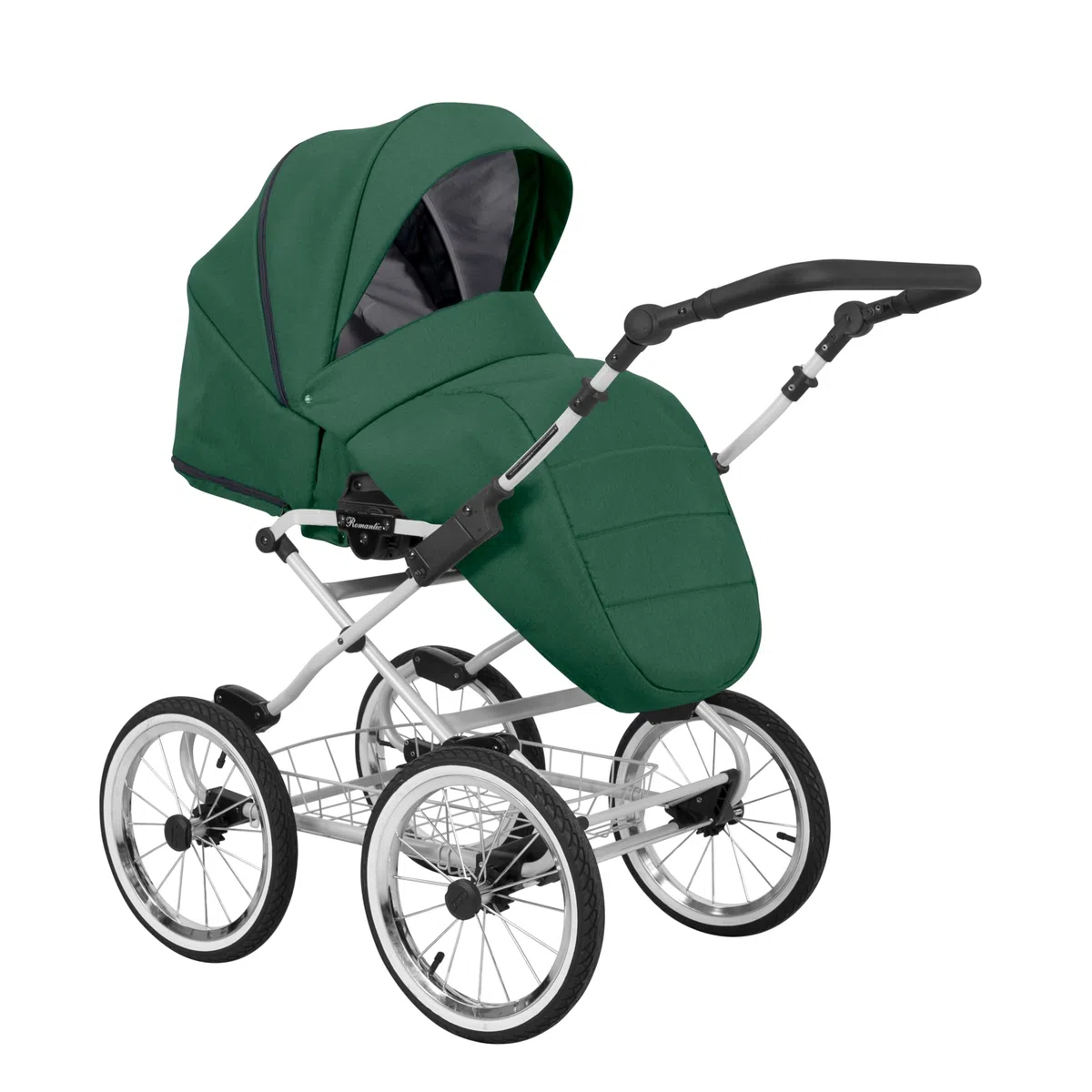 Passeggino per bambini 3 in 1 et 2 in 1 navicella carrozzina seggiolino auto KUNERT Romantic 3in1 et 2in1 passeggini (verde- cornice grigia, 3in1 Cosmo)