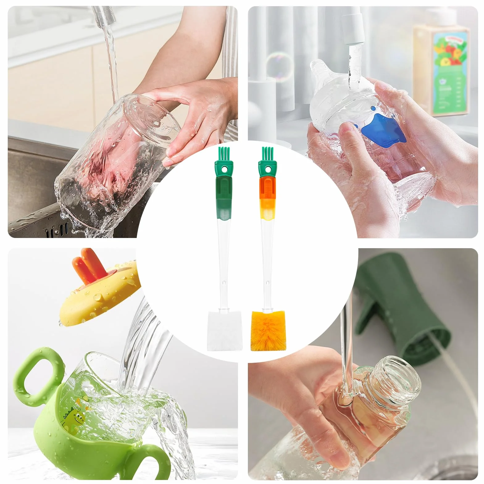 2 Pezzi 5 in 1 Scovolino per Bottiglie, Borraccia, Biberon e Cannucce, Bottiglie Termiche