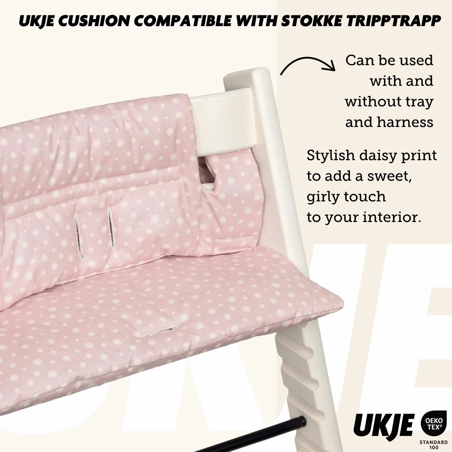 UKJE Cuscino compatibile con Stokke Tripp Trapp - Morbido cuscino per sedile per neonati, bambini e bambini piccoli, Accessori per seggiolone, Inserto in tessuto di cotone (daisy)