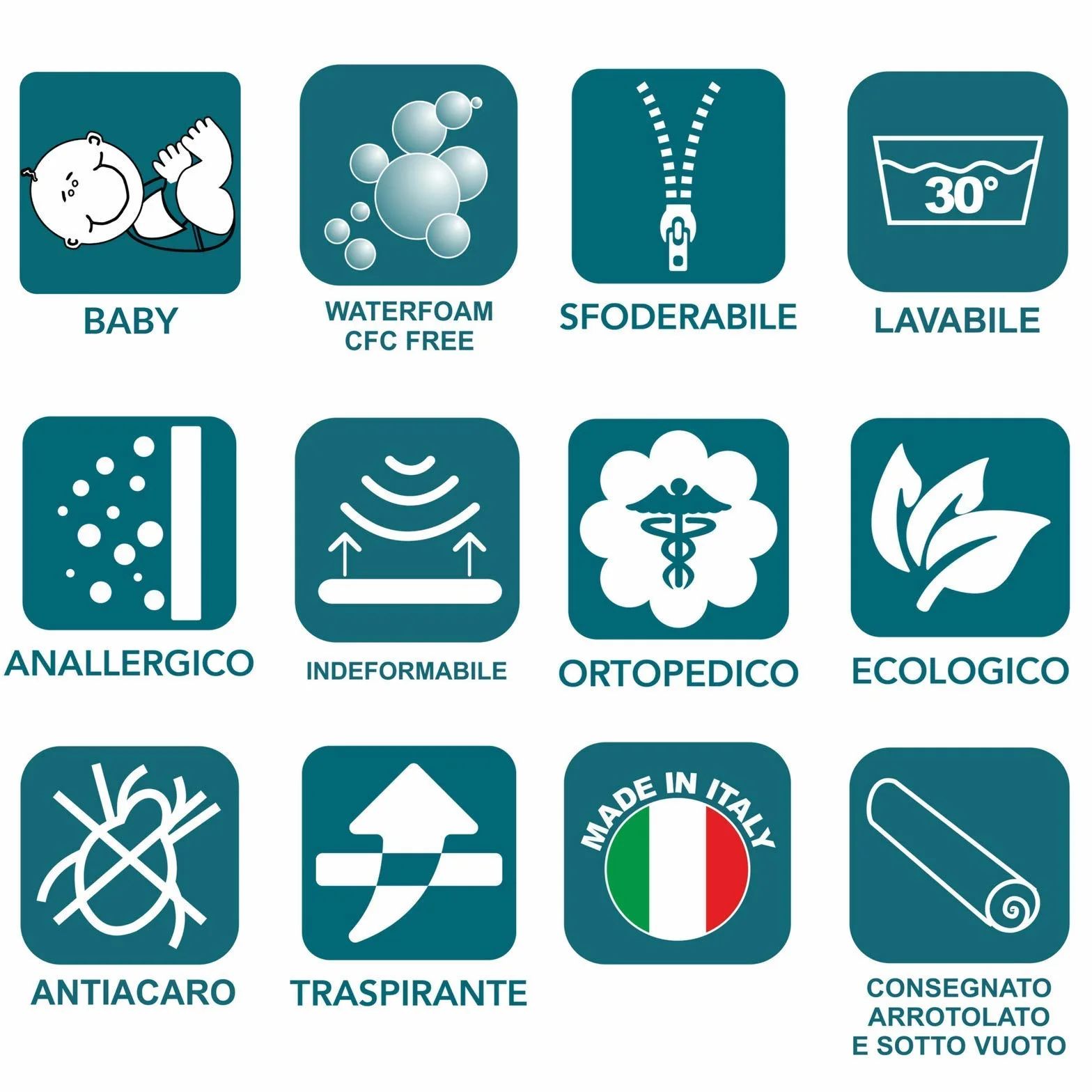 EVERGREENWEB Materasso Lettino o Culla 60x120 per Bambini alto 12 cm + Cuscino su misura GRATIS con Fodera in Cotone Naturale, Rivestimento Sfoderabile Bianco Anallergico Lavabile SYMBA