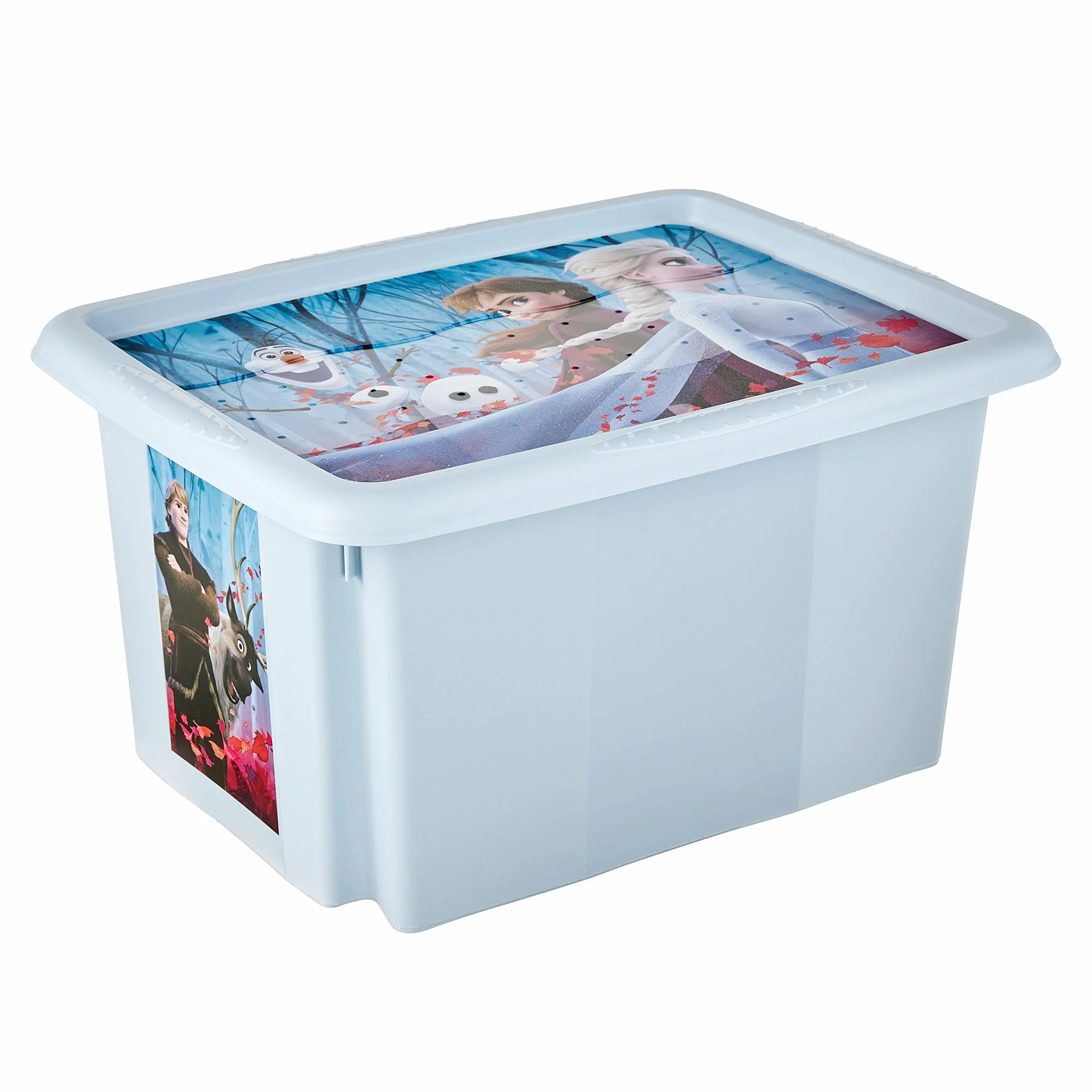 keeeper Frozen 2 - Scatola portaoggetti con coperchio, girevole e impilabile, per bambini, 15 l, colore: Blu