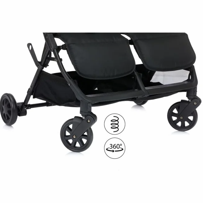 Fillikid Passeggino gemellare e fratelli gemelli – solo 10,2 kg e 78 cm di spessore, con posizione sdraiata, sedili regolabili indipendentemente, cintura a 5 punti e sospensioni – portata fino a 30 kg