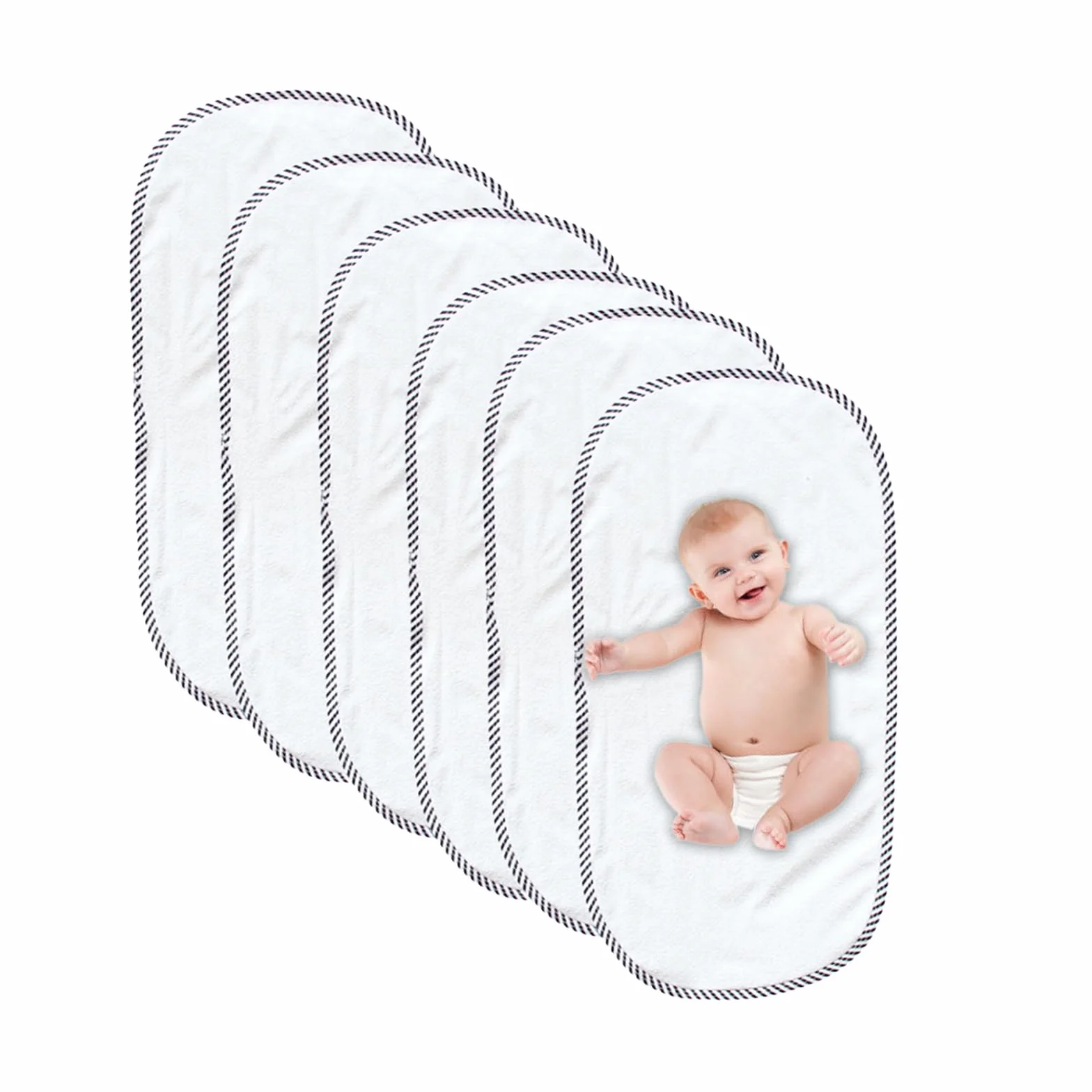 Fasciatoio in Rayon di Bambù - Fodera Impermeabile, Lavabile e Riutilizzabile - Set di 6 Pezzi per Bambino 30x60cm