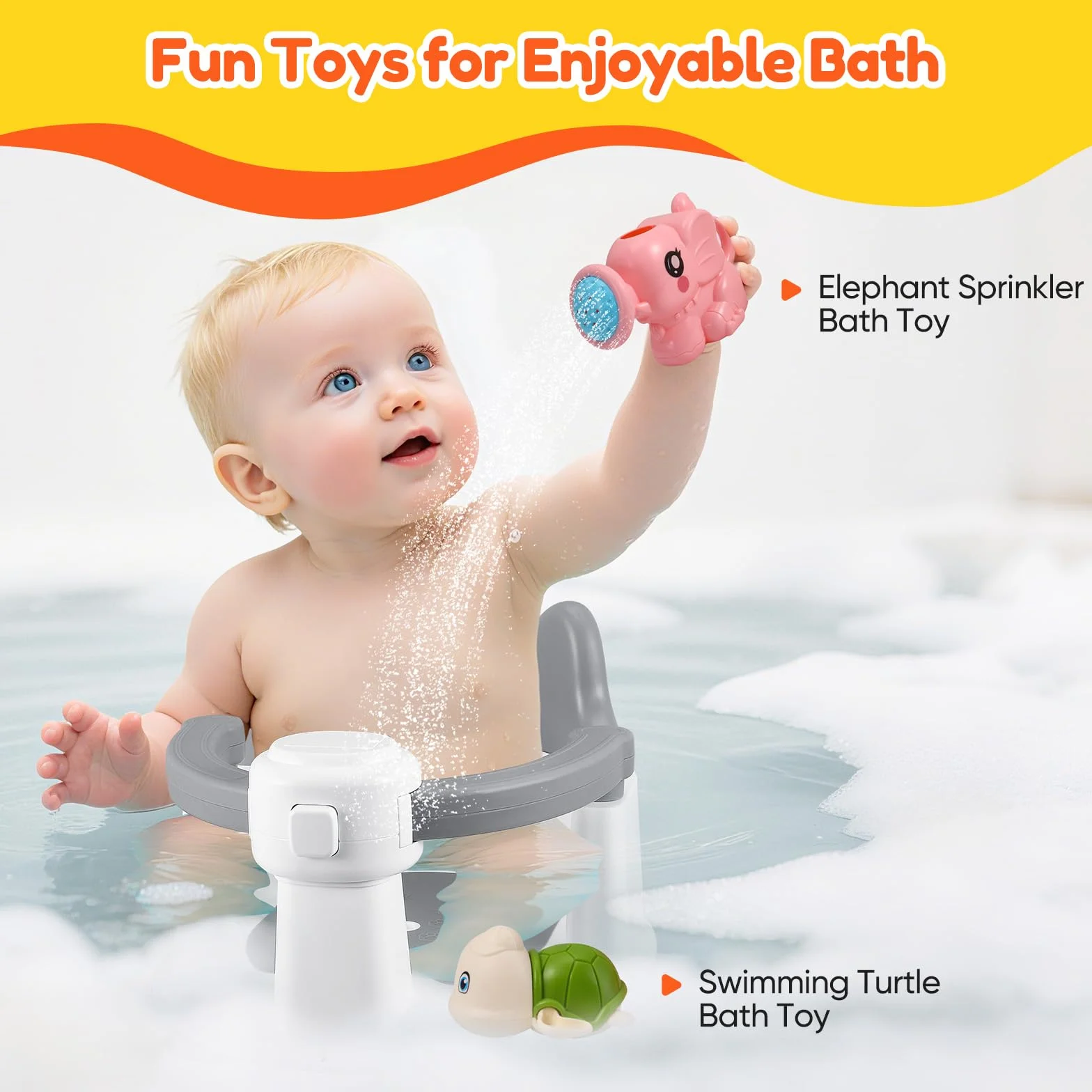 Seggiolino da Bagno Per Bambini,Seggiolino Antiscivolo Con 4 Potenti Ventose,Seggiolino per Vasca da Bagno per Bagnetto da 6 Mesi