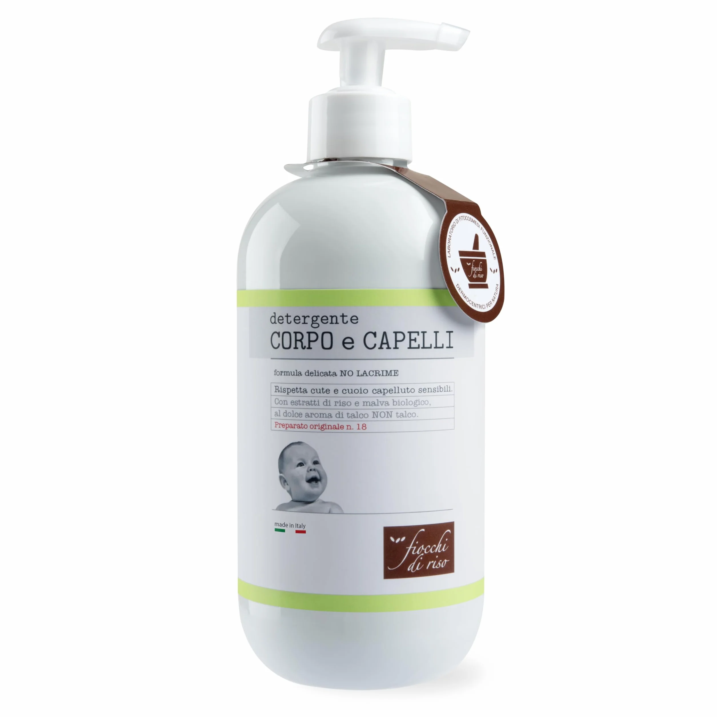 Fiocchi di Riso - Detergente CORPO e CAPELLI TALCO - 400ml - DETERGENZA NEONATI - Rispetta cute e cuoio capelluto sensibili. Pack riciclato