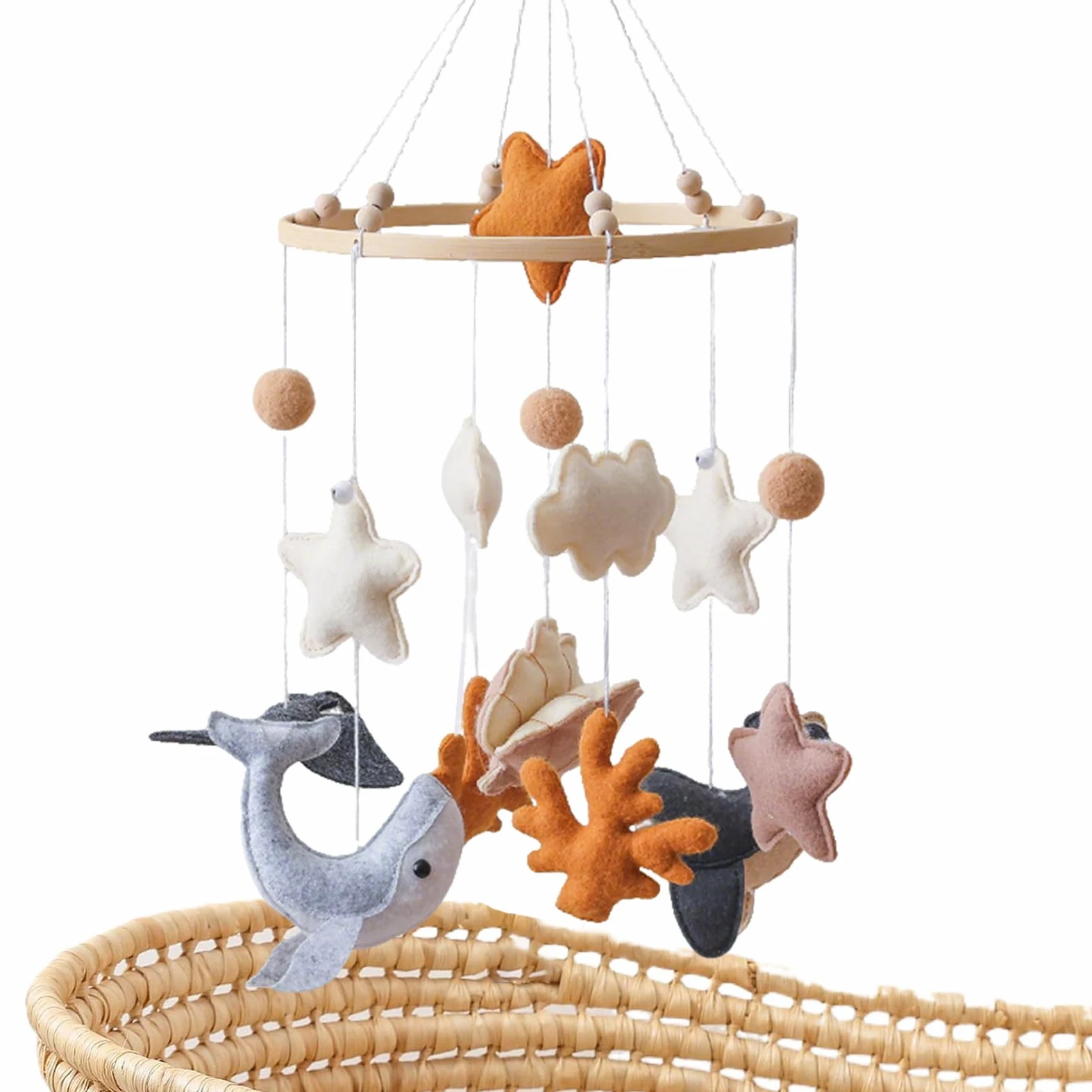 Mobili Per Mobile in Feltro per Bambini | Giocattolo Appendibile Carillon in Feltro con Animali Marini Stile Cartoon Decorazione per Camera Culla Cameretta dei