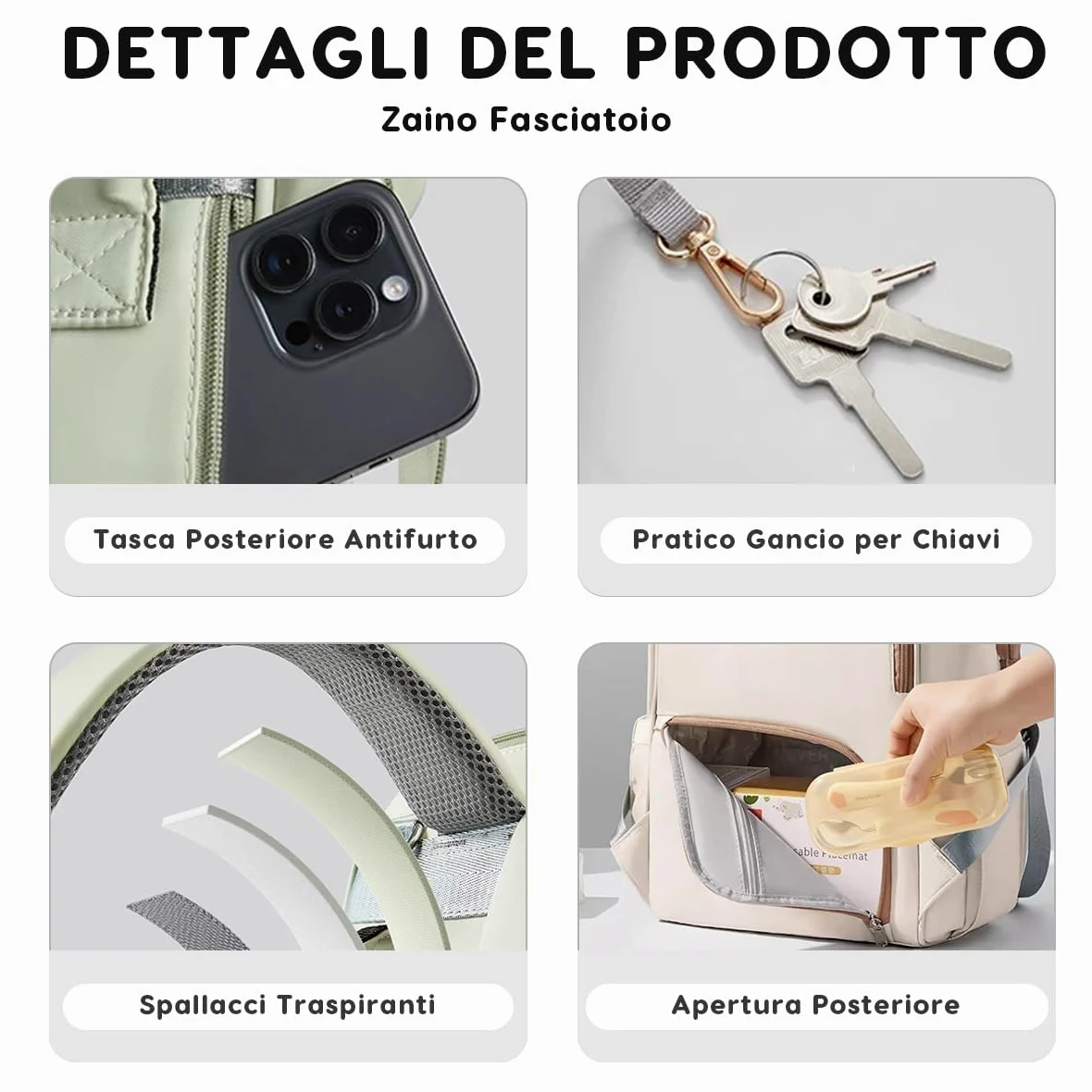 SONARIN Spazioso Leggero Zaino Fasciatoio,Multifunzionale Impermeabile Borsa per Pannolini Zaino Mamma Neonato Borsa Fasciatoio da Viaggio con Tasche Termiche & Ganci per Passeggino(Albicocca)