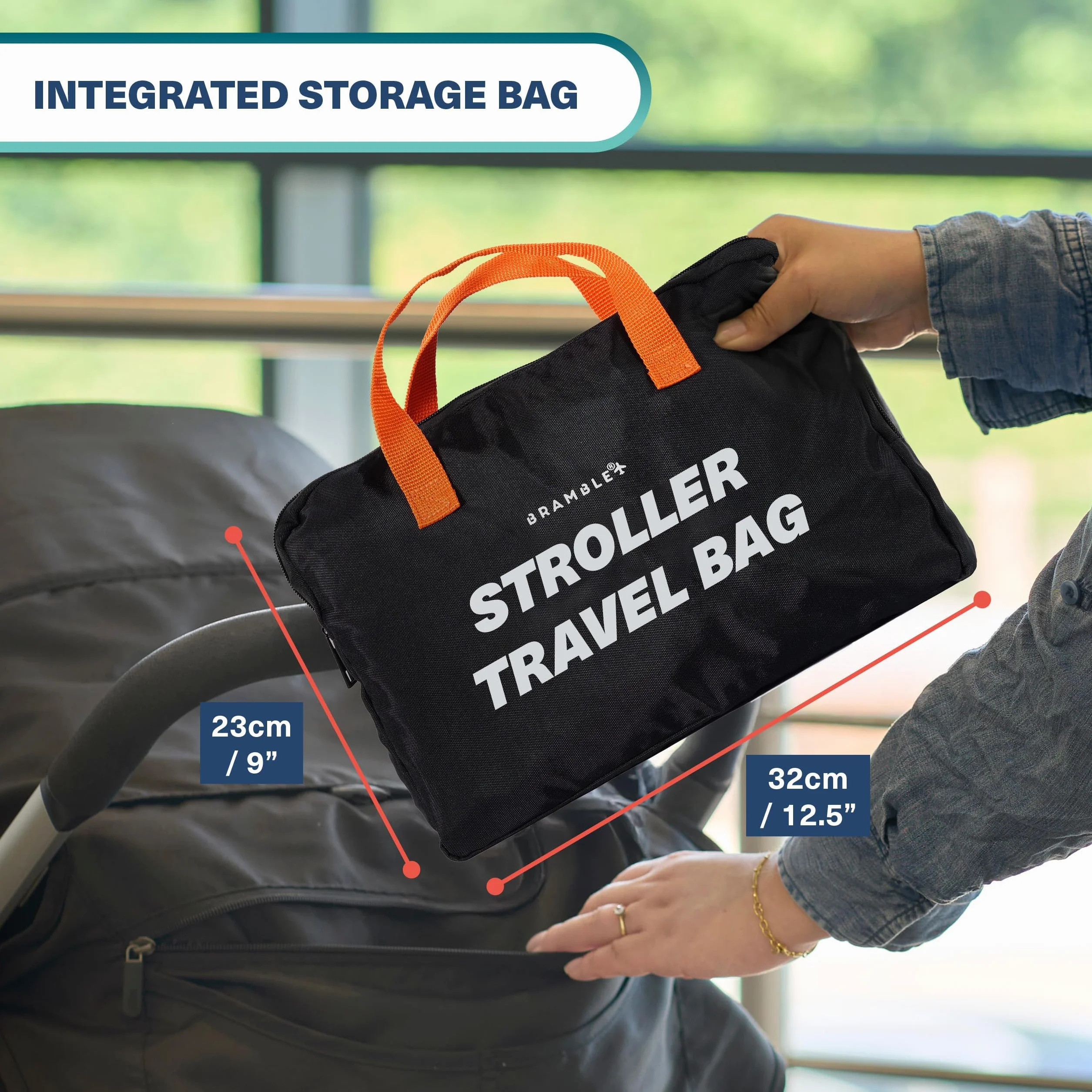 Bramble Borsa da Trasporto Passeggino per Aereo Gate Check Nylon Balistico Idrorepellente 90x60x35 cm Nero