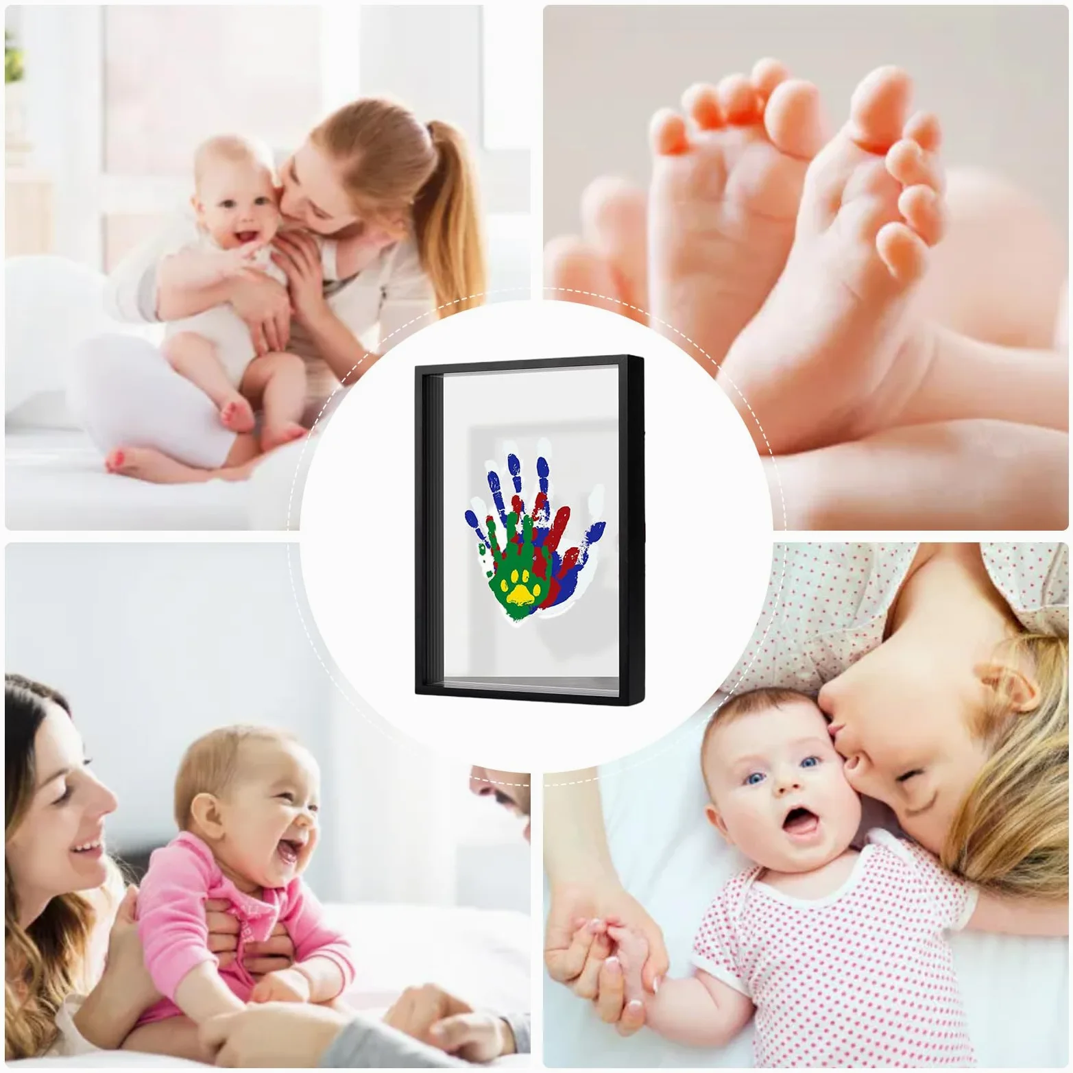 Kit Per Impronta Mano Neonato Cornice Portafoto Trasparente Soprammobile da | Ricordo Di Famiglia Con Impronta Della Mano Per Genitori Di Asilo Compleanno Natale Adozione Ann