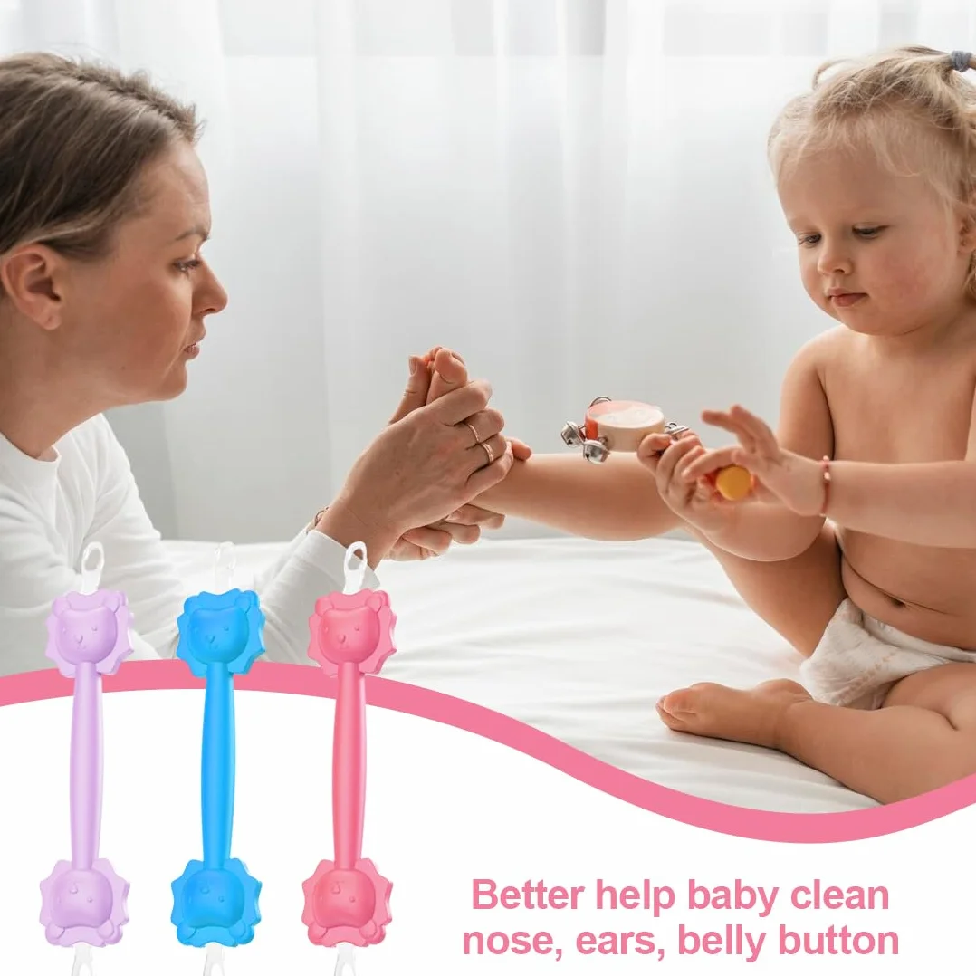 3 pezzi Nasenreiniger Baby, Igienico, Adatto per Casa e Viaggi, Silicone Orange Booger Remover Stick di Rimozione del Cerume, Uso Sicuro per la Cura del Neonato, Orecchie Bambini, Ear Cleaner
