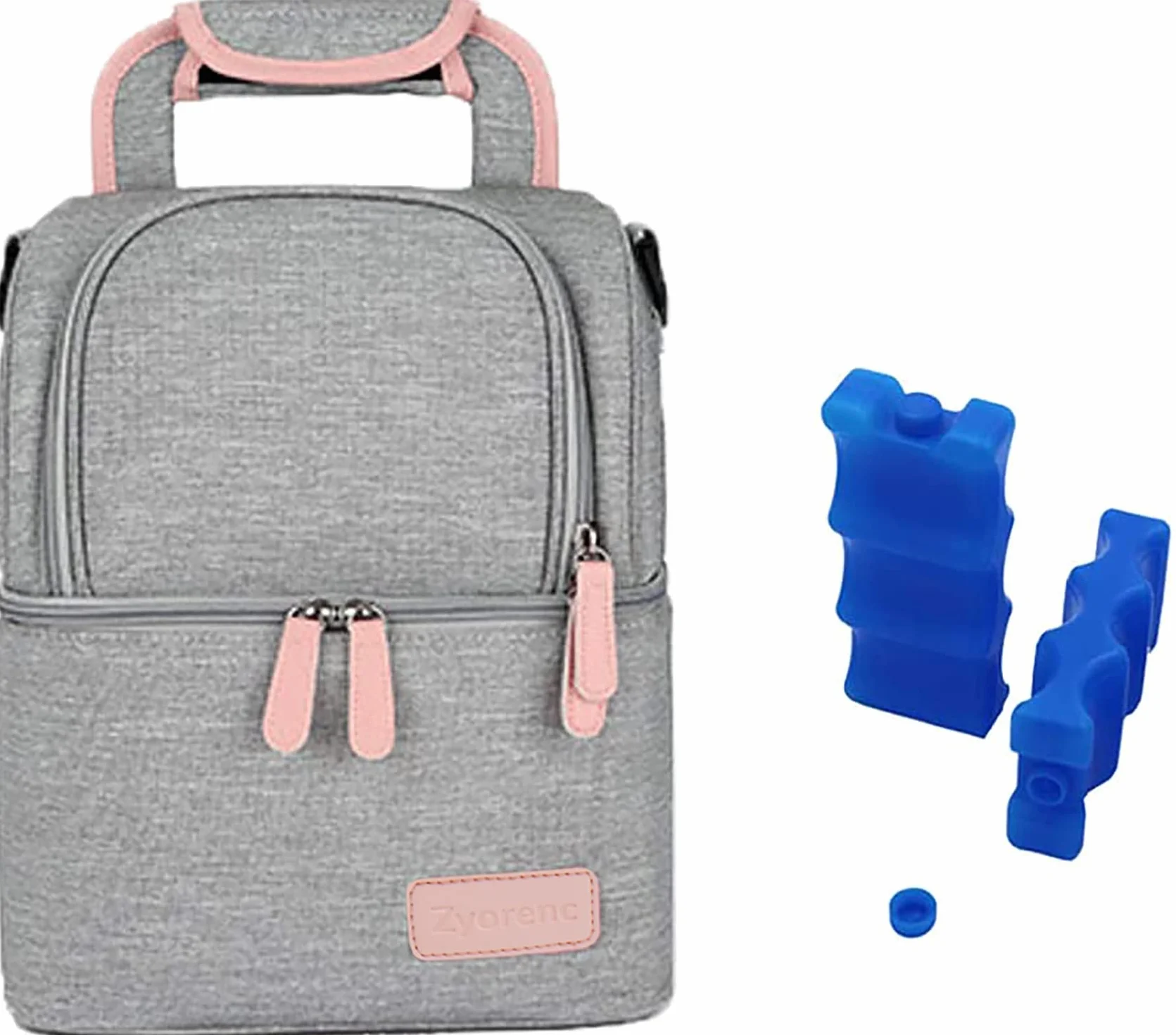 Rufun Borsa Termica per Biberon, Porta Biberon Isotermico, Zaino Impermeabile, 2 Pacchi di Ghiaccio inclusi (Grigio)