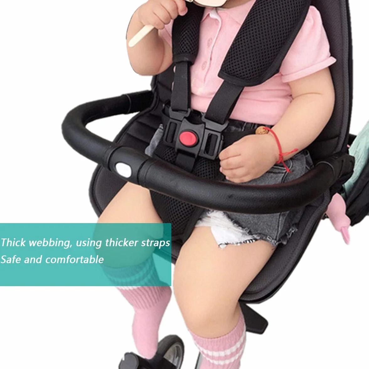 Cinture Universali per Seggiolone,Cintura di Sicurezza a 5 Punti Regolabile,Cinture Passeggino,con Spalline e Protezioni,per Seggiolone, Passeggino e Seggiolino per Bambini,Nero