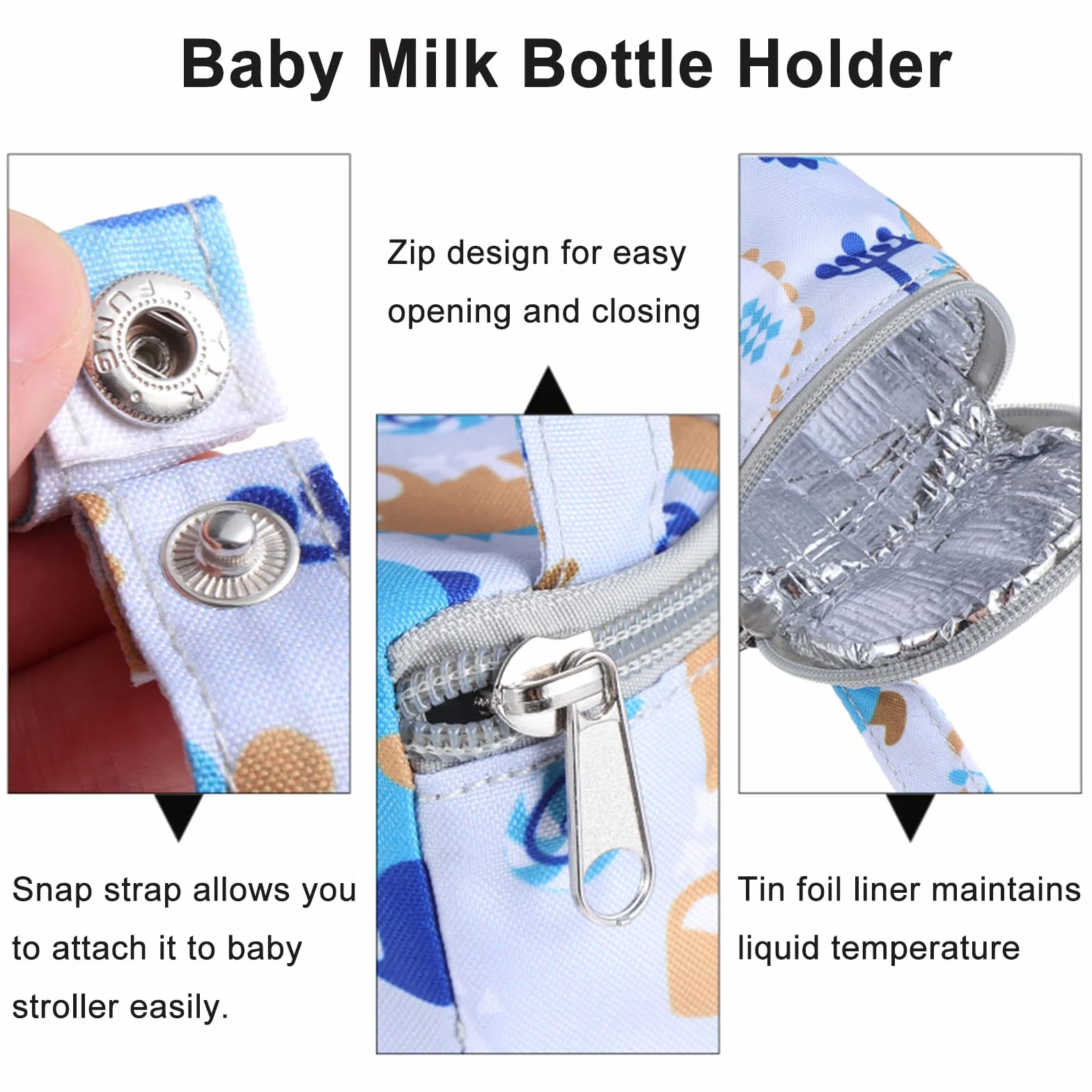 Esenlong Porta bottiglie d'acqua, bottiglia d'acqua per bambini, borsa isolante, porta bottiglia per latte, borsa termica da appendere per bottiglia d'acqua per bambini