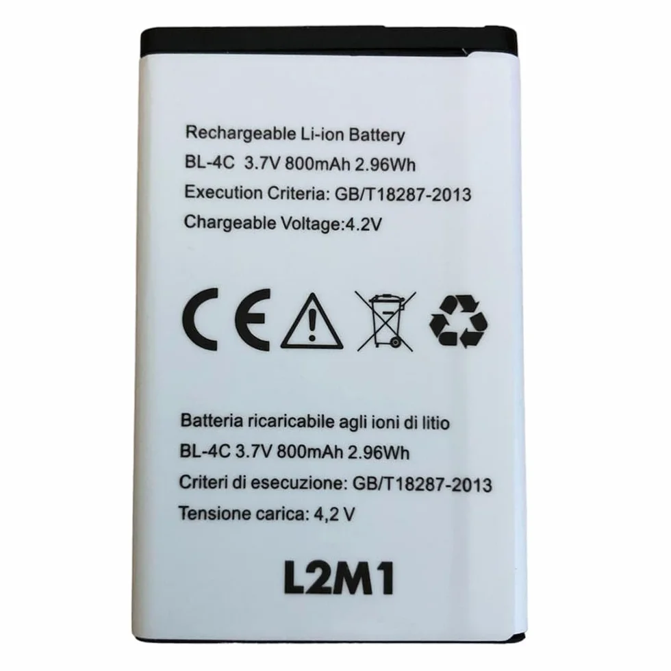 Batteria per Brondi Amico Supervoice/Amico Sicuro+ / Amico Semplice+ / Amico Grande 2 LCD/Amico Gentile+ / Model BIGFP800AC Rechargeable Li-ion Battery BL-4C 3.7V 800mAh 2.96Wh