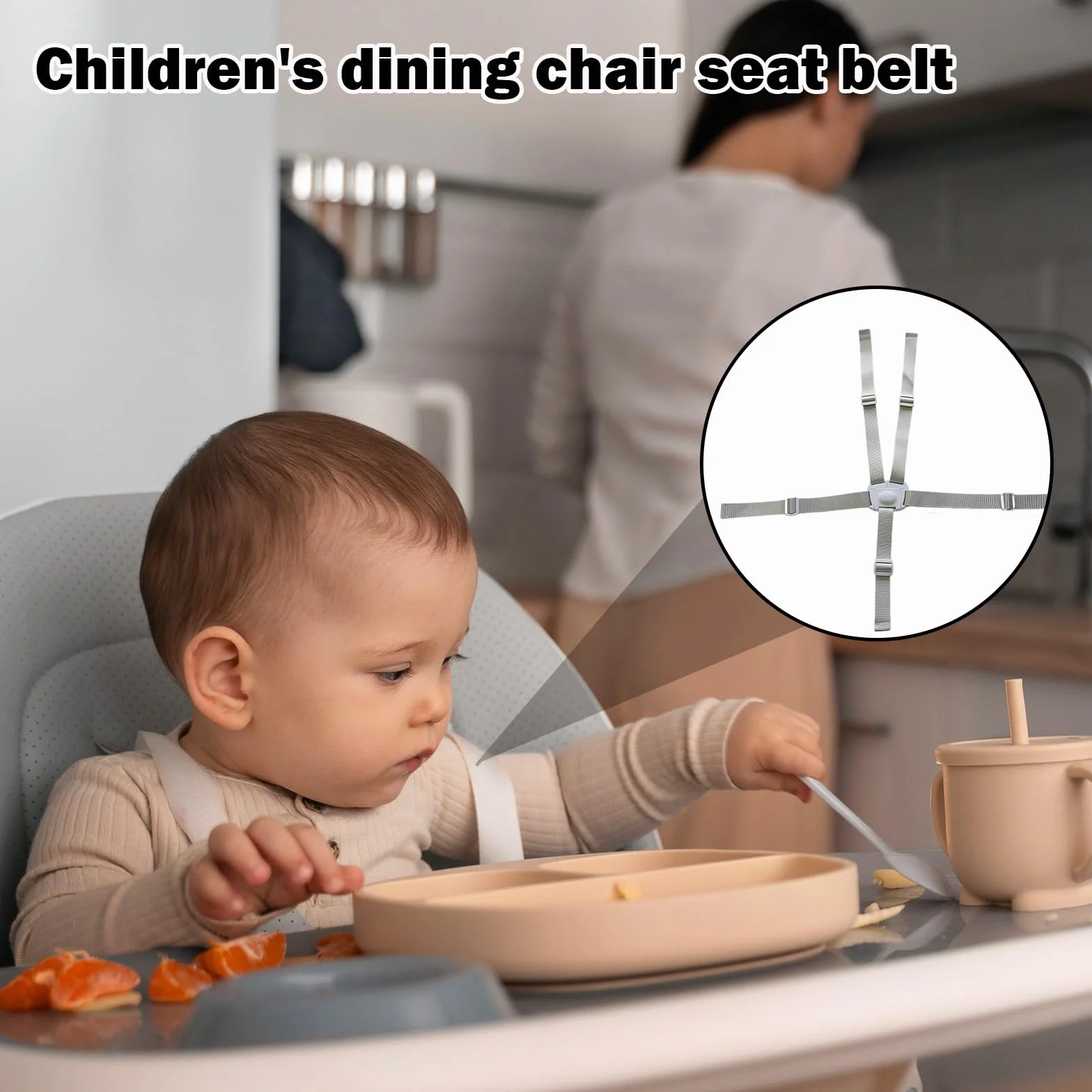 Cintura di sicurezza per seggiolone, cintura di sicurezza a 5 punti, cintura di sicurezza universale regolabile per bambini