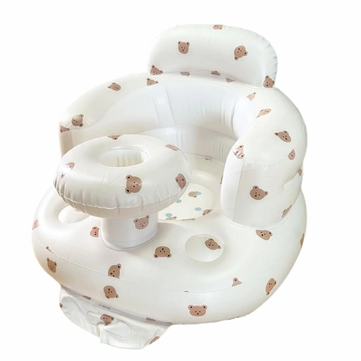 Seggiolino gonfiabile per bambini da 4 a 24 mesi con pompa ad aria integrata, supporto per la schiena per bambini, sedia per sedersi, sedia per baby shower, sedile (Orso)