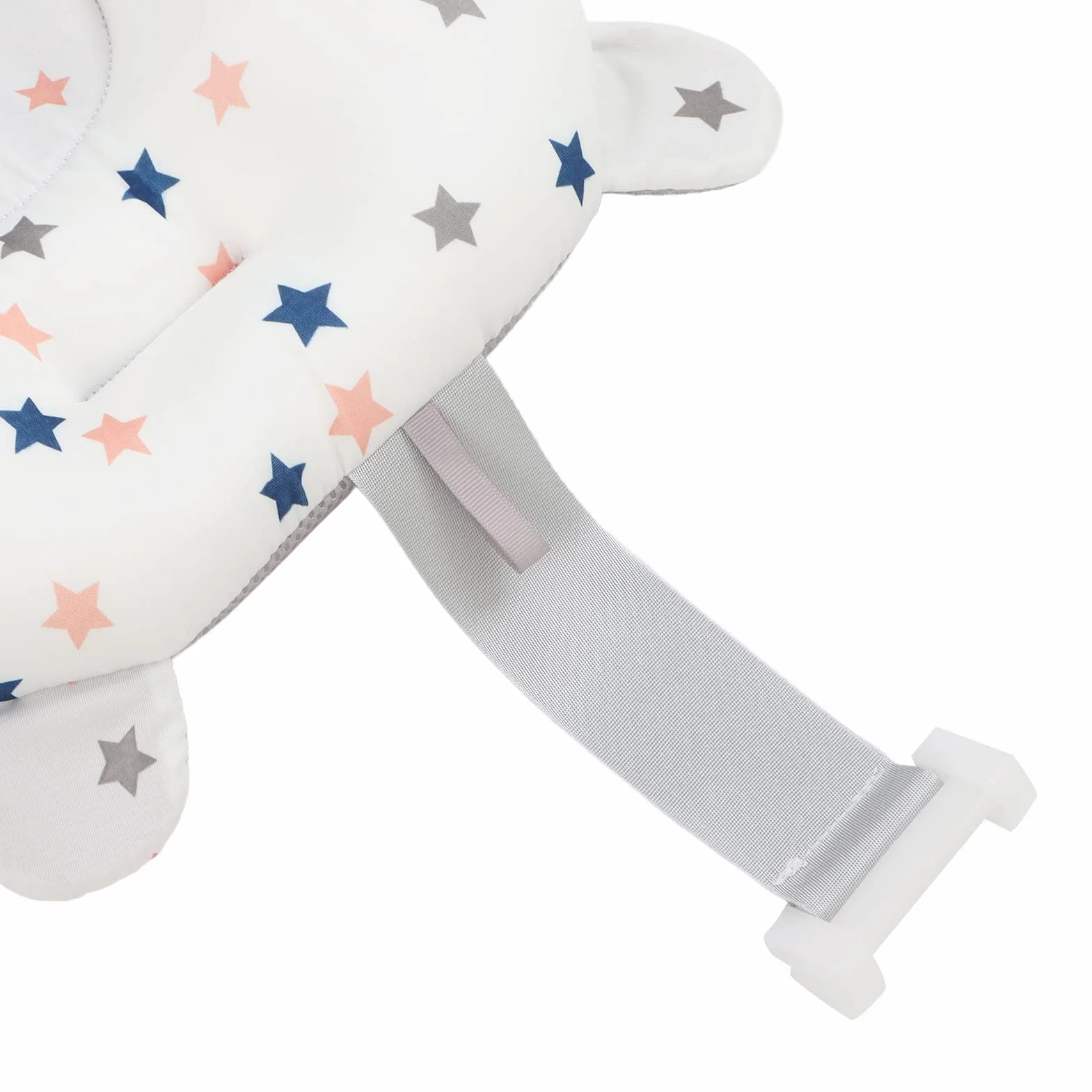 Sostenitore del Bagnetto per Neonati, Cuscino per Sedile Regolabile per Vasca da Bagno Pieghevole Morbido per Bagno per Bambini (Stelle bianche)