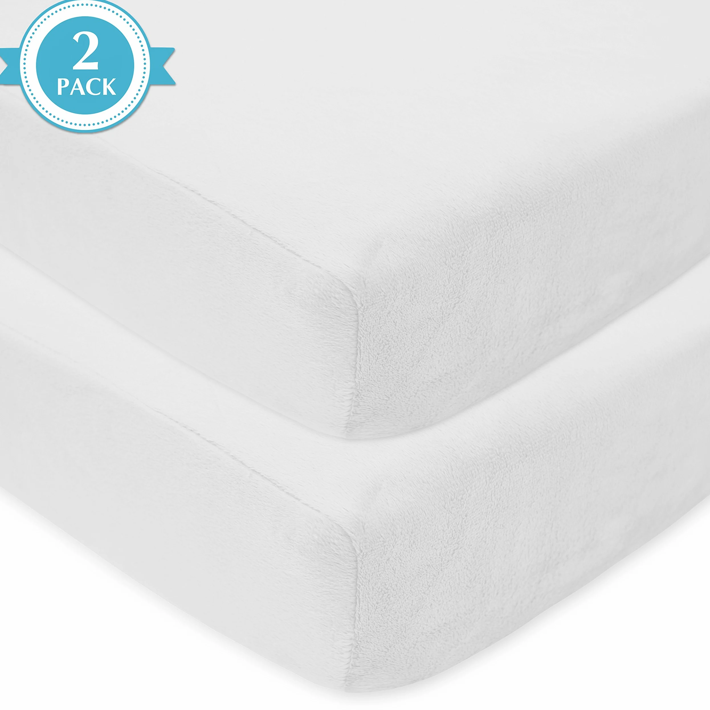American Baby Company Confezione da 2 lenzuola con angoli in ciniglia per culla standard e materassi per bambini, bianco, 71,1 x 132,1 cm, per bambini e bambine